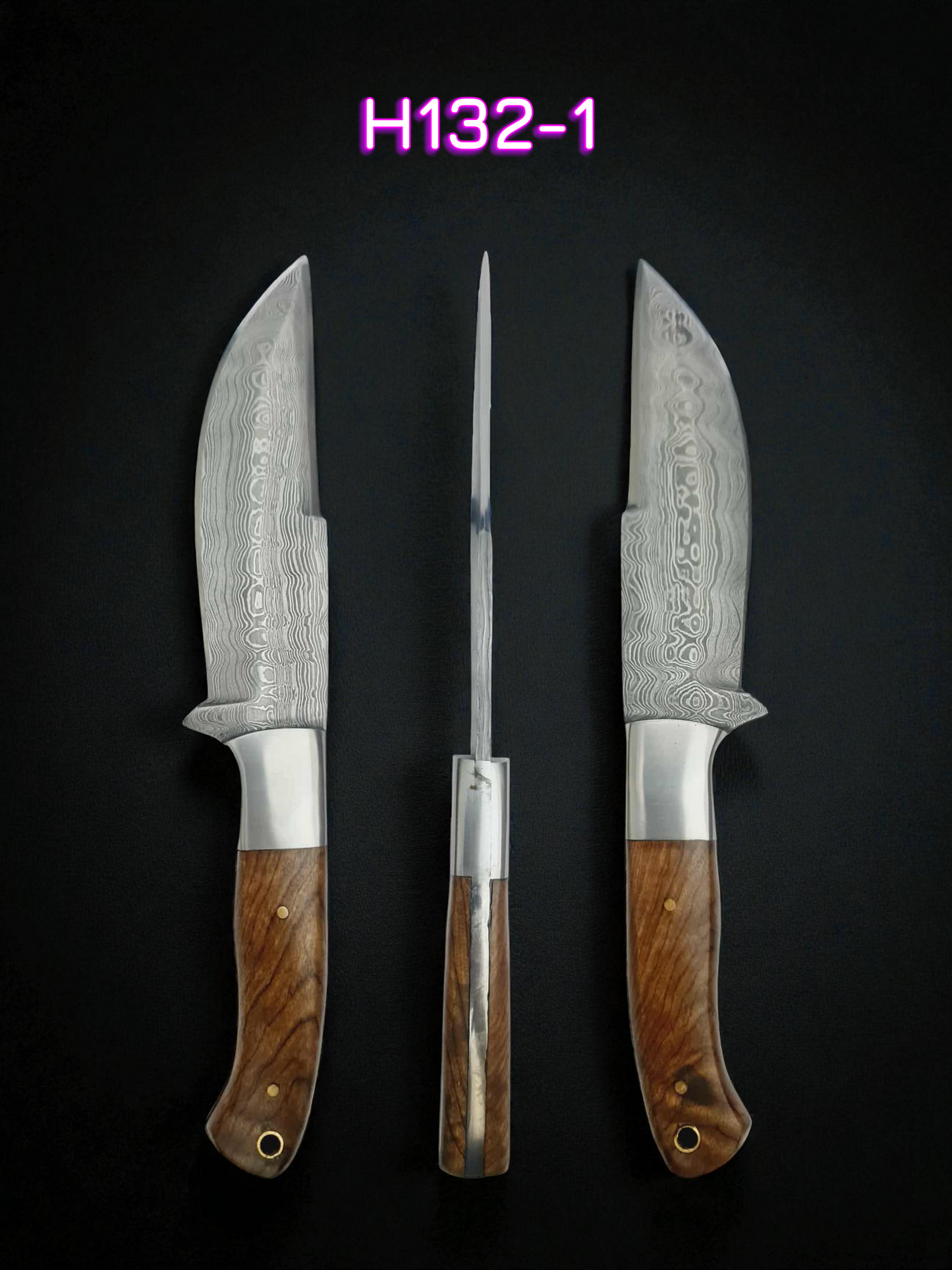 H132 Handmade Hunting Knife - Damascus Steel & Walnut wood