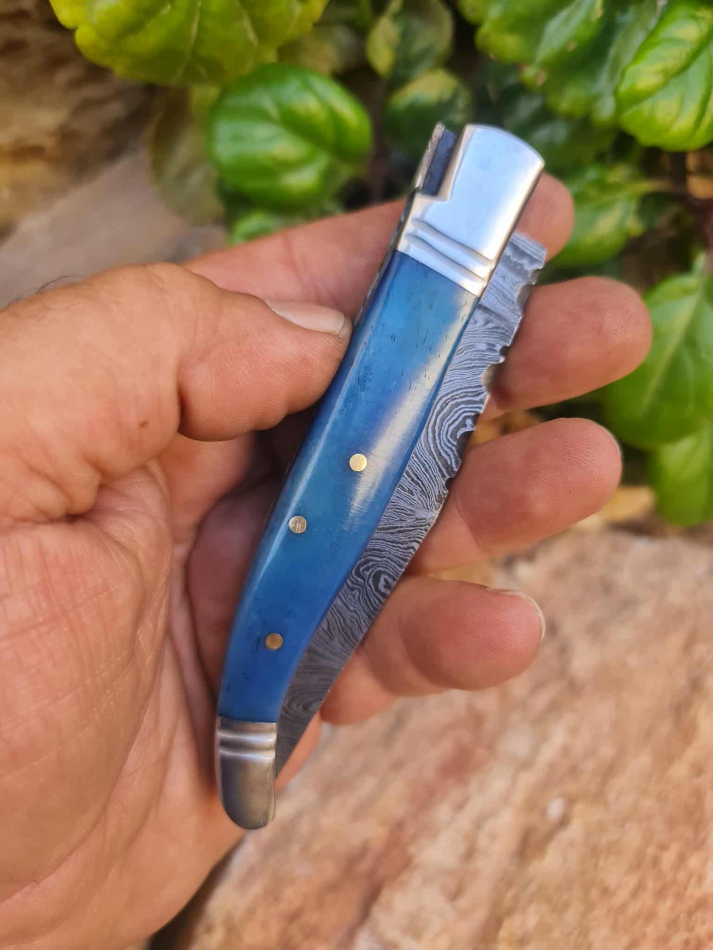 Handmade 22cm Laguiole Rustique with Damascus Steel - Stabilized Camel Bone with D2 Stainless Steel
