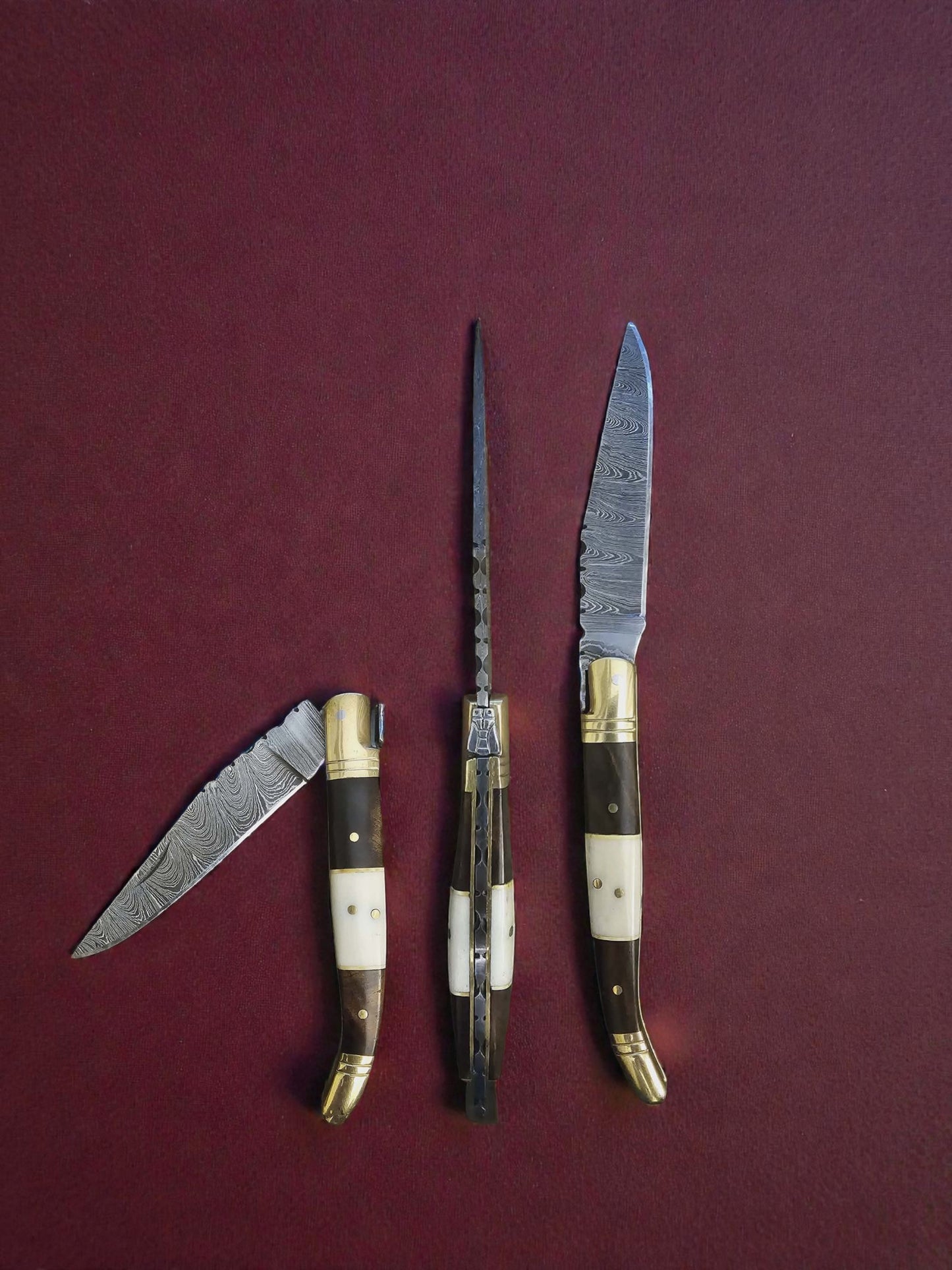 F013 - Χειροποίητο Laguiole Classique από Δαμασκηνό Ατσάλι - Ξύλο τριανταφυλλιάς & κόκκαλο καμήλας