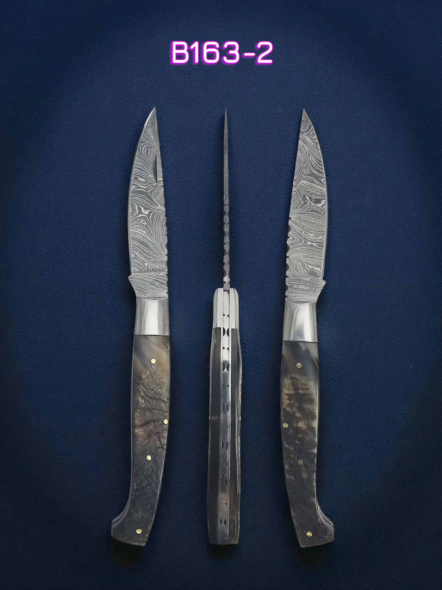 B163 Handmade Resolza Pattadese - Damascus Steel & Ram Horn