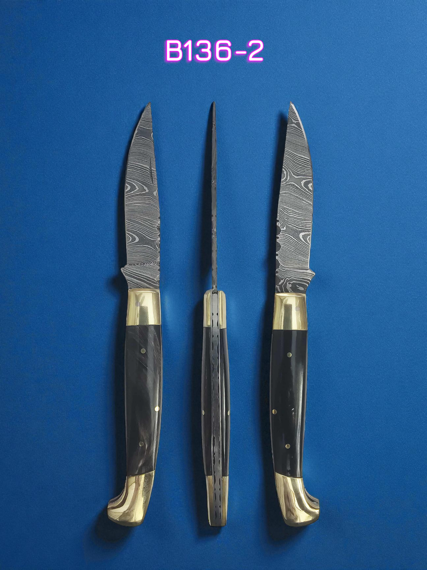 B136 Handmade Resolza Pattadese - Damascus Steel & Buffalo Horn