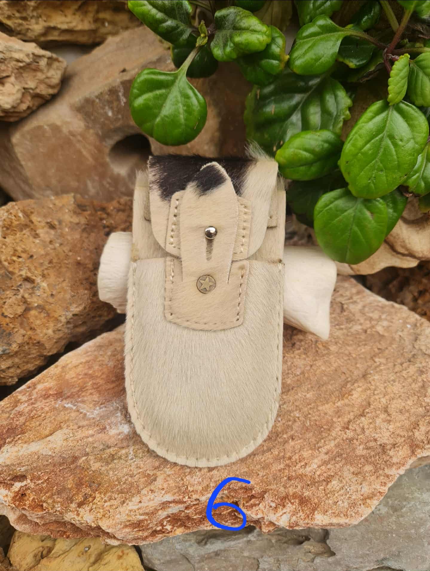 Luxury Ibex Leather Sheath with Natural Hair for Folding Knives