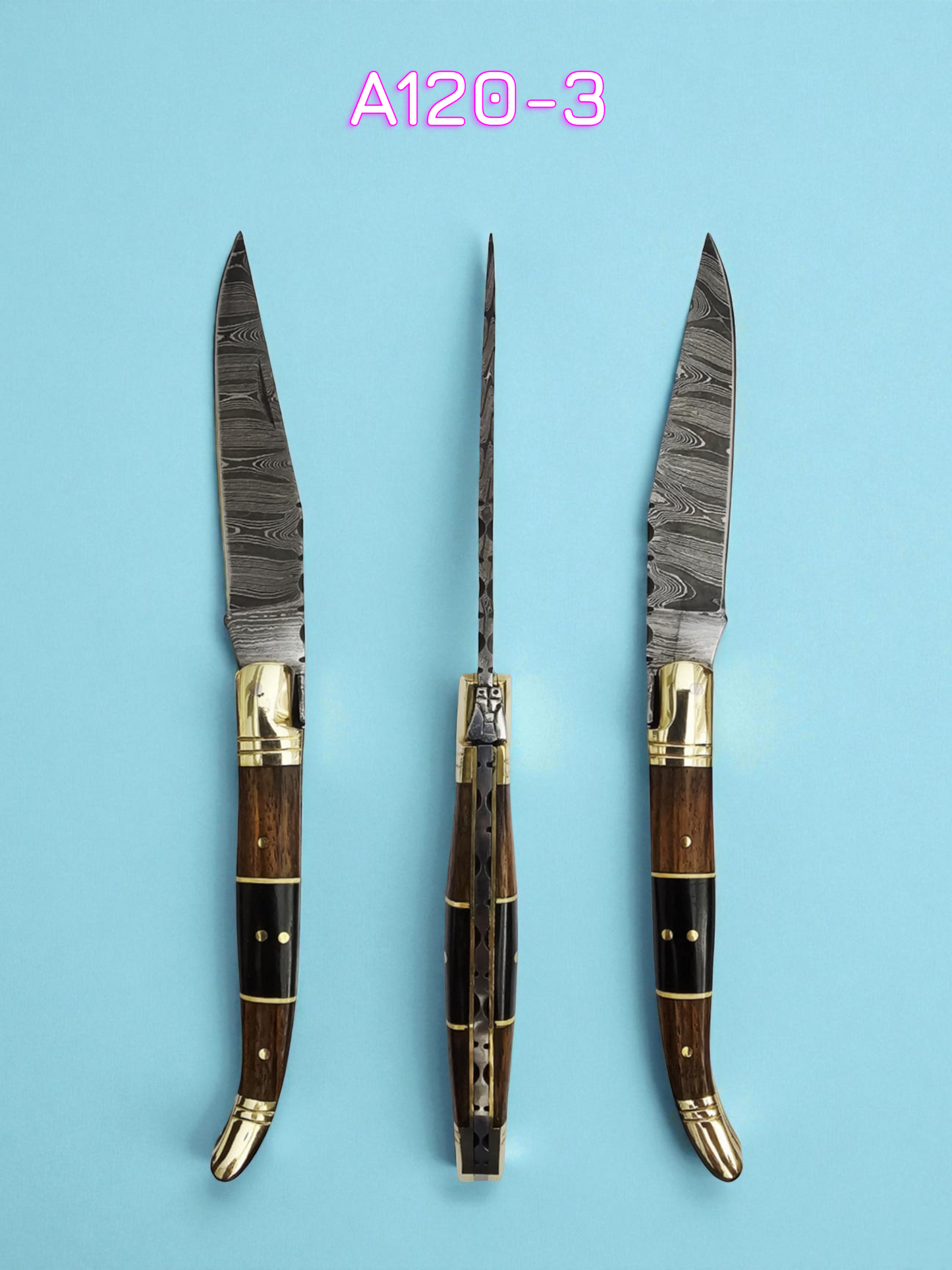 A120 Handmade Laguiole Classique - Damascus Steel - Walnut Wood & Buffalo Horn