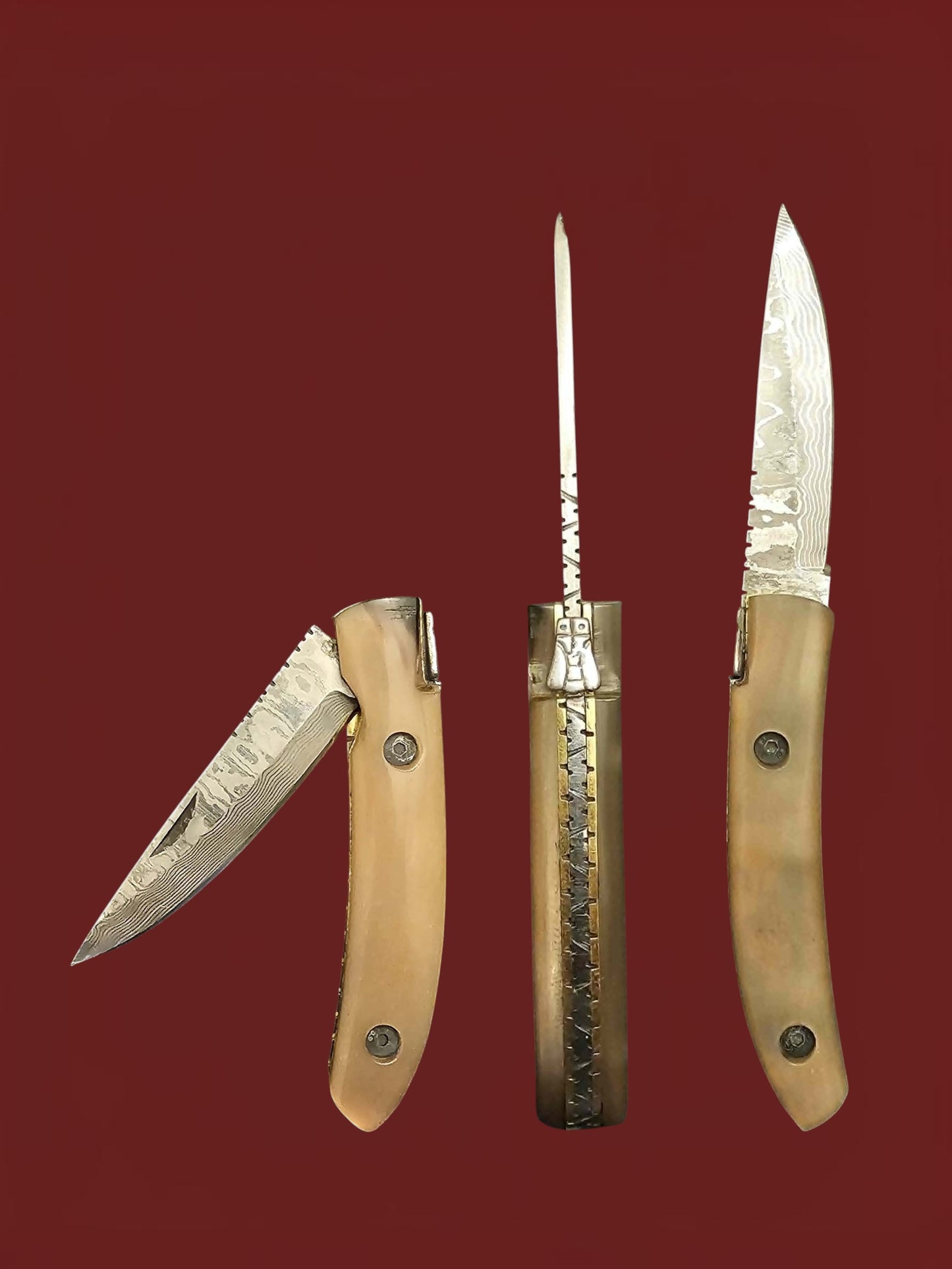 F090 Laguiole de Poche - Stainless Damascus & Horn