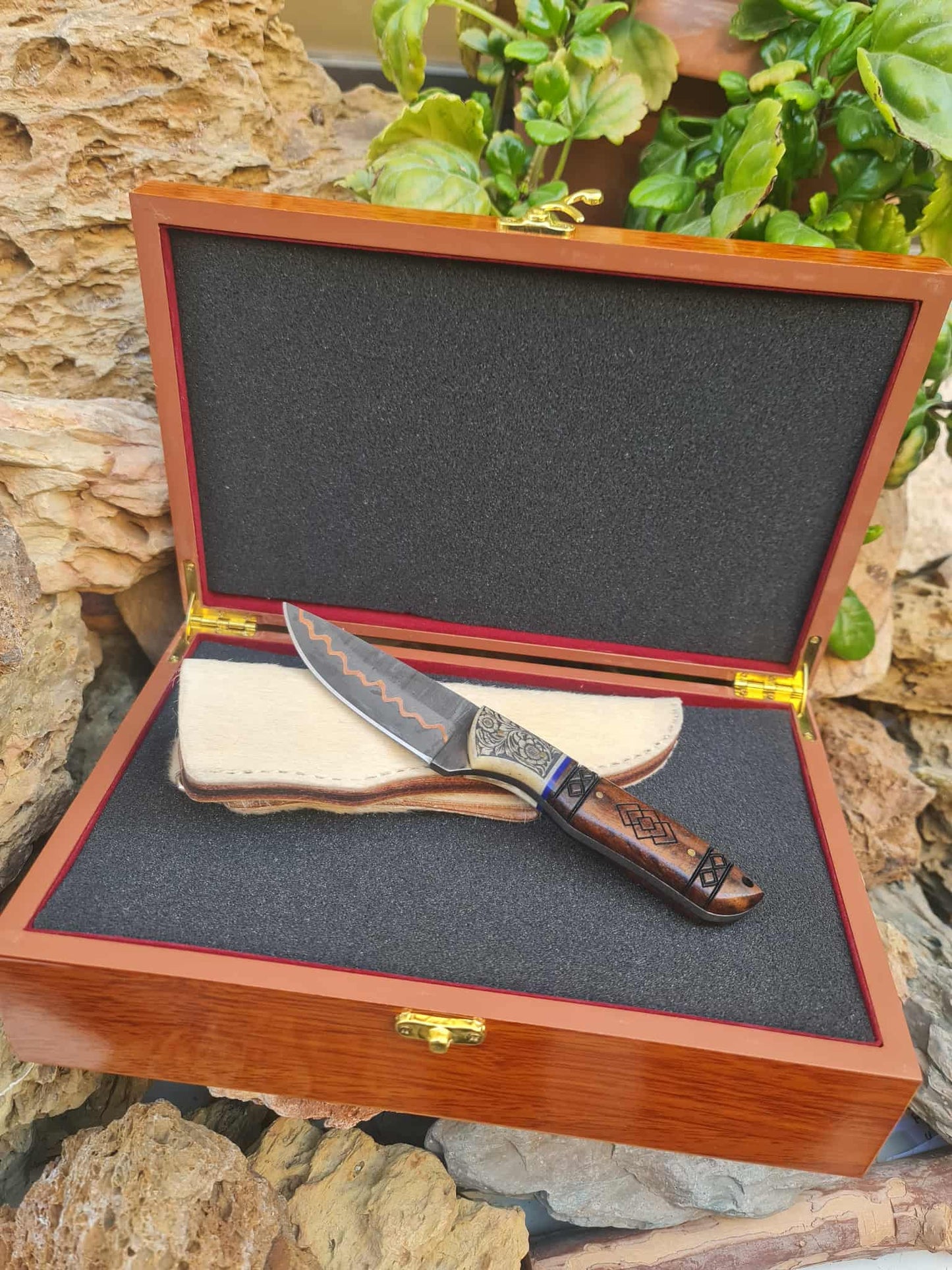 Premium Wooden Presentation Box with EVA Foam for Fixed Blade Knives