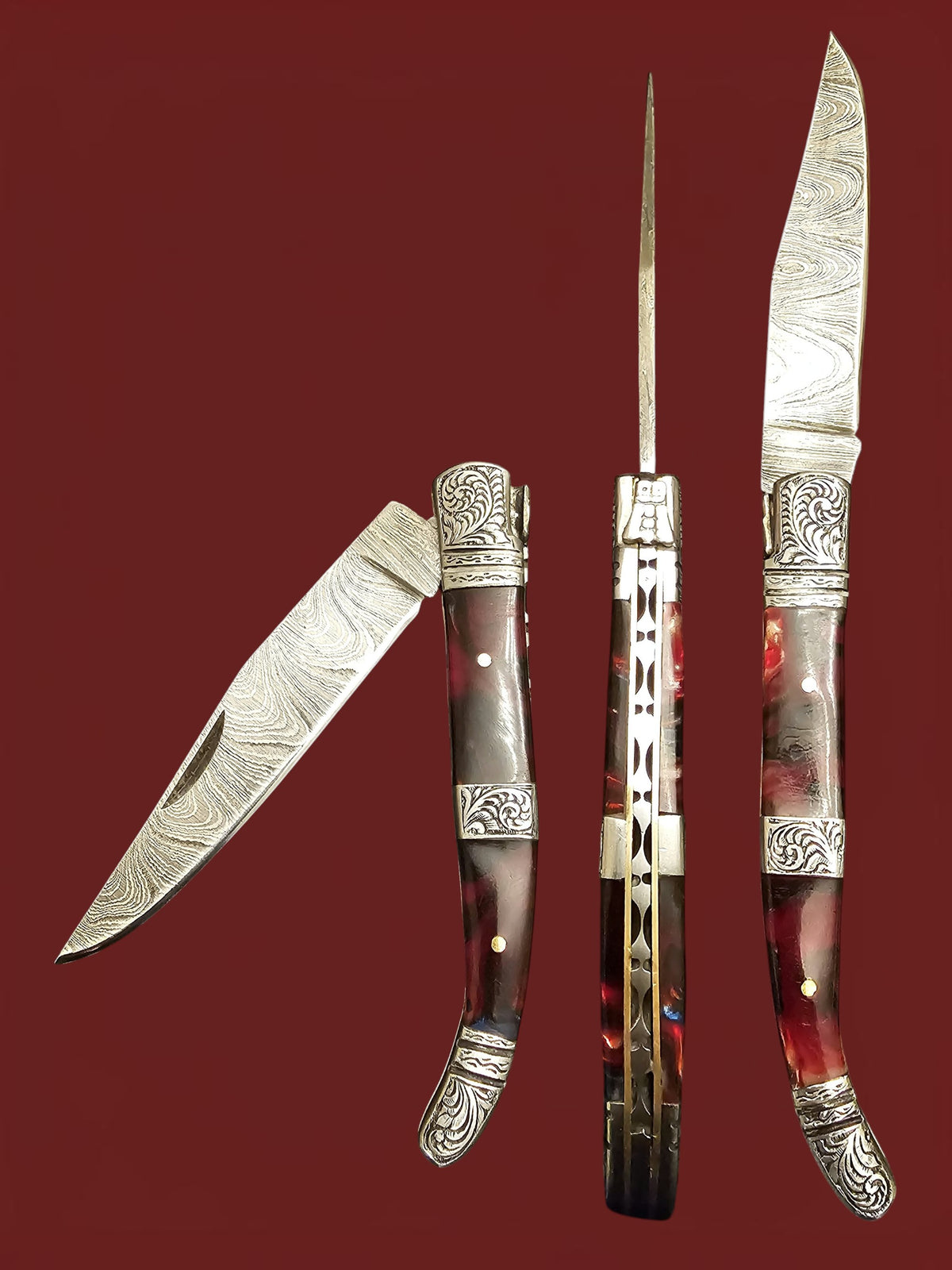 F144 Laguiole Art Edition - Damascus Steel & Resin