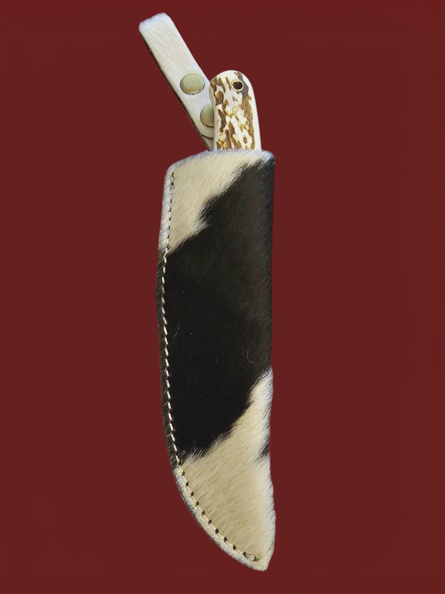 R032 - Hunting Knife - Damascus Steel & Horn