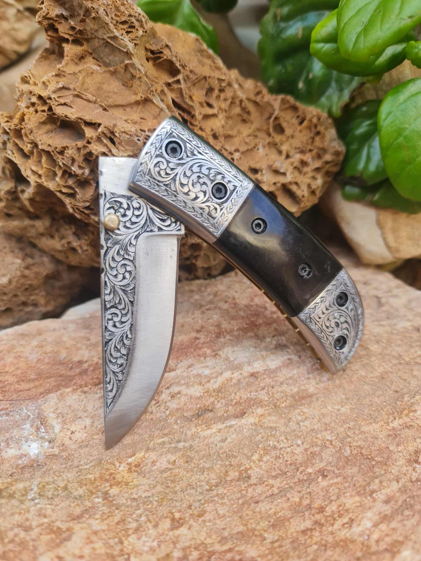 Handmade Limited Edition with Serial Number 18cm Knife with 420 Stainless Steel with Master Hand-Engraved & Buffalo Horn