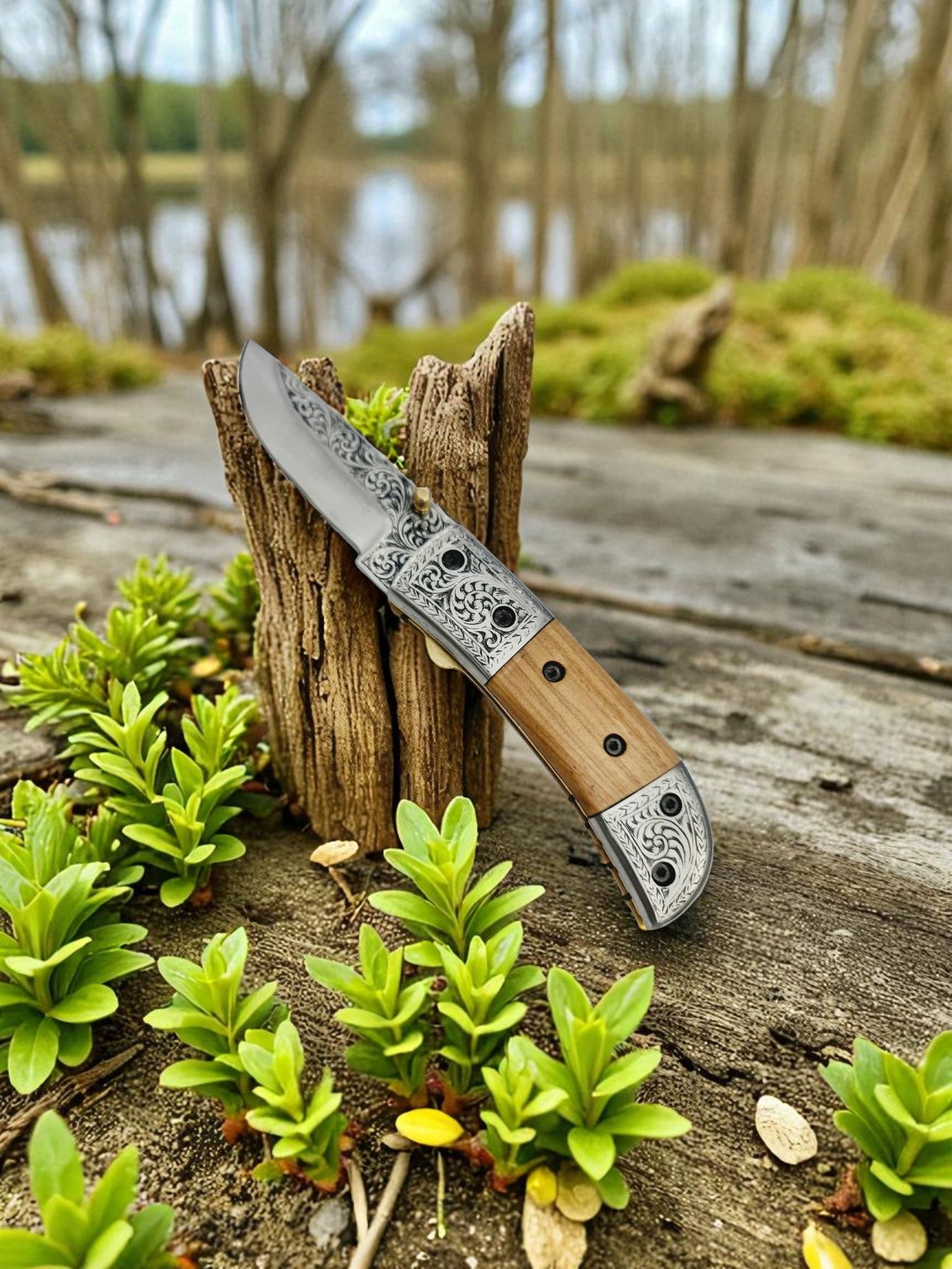 S123 Handmade Exclusive EDC - 420 Stainless Steel & Olive Wood