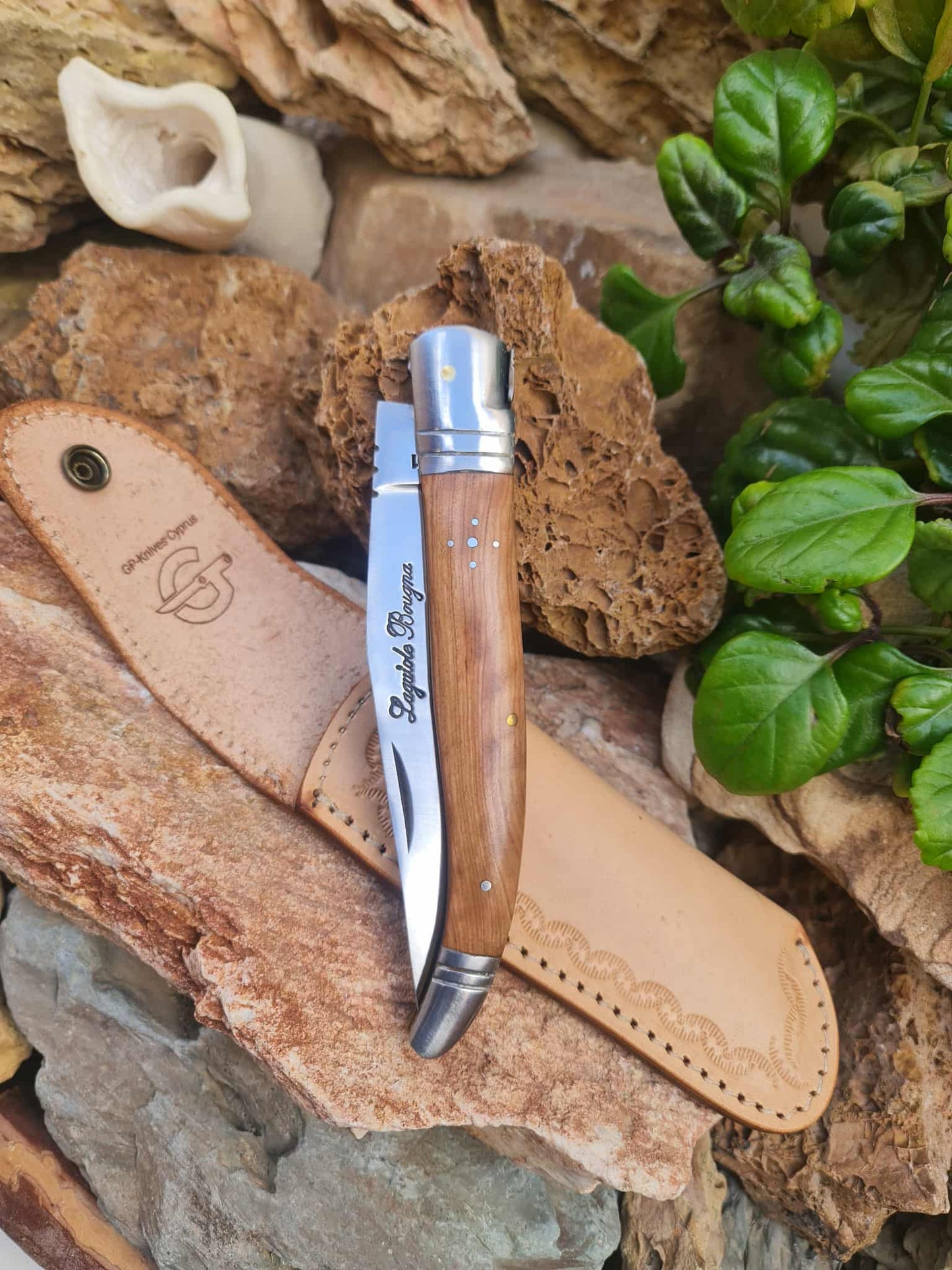 Handmade 32cm Laguiole Bougna with 1421 carbon steel - Olivewood & D2 stainless steel