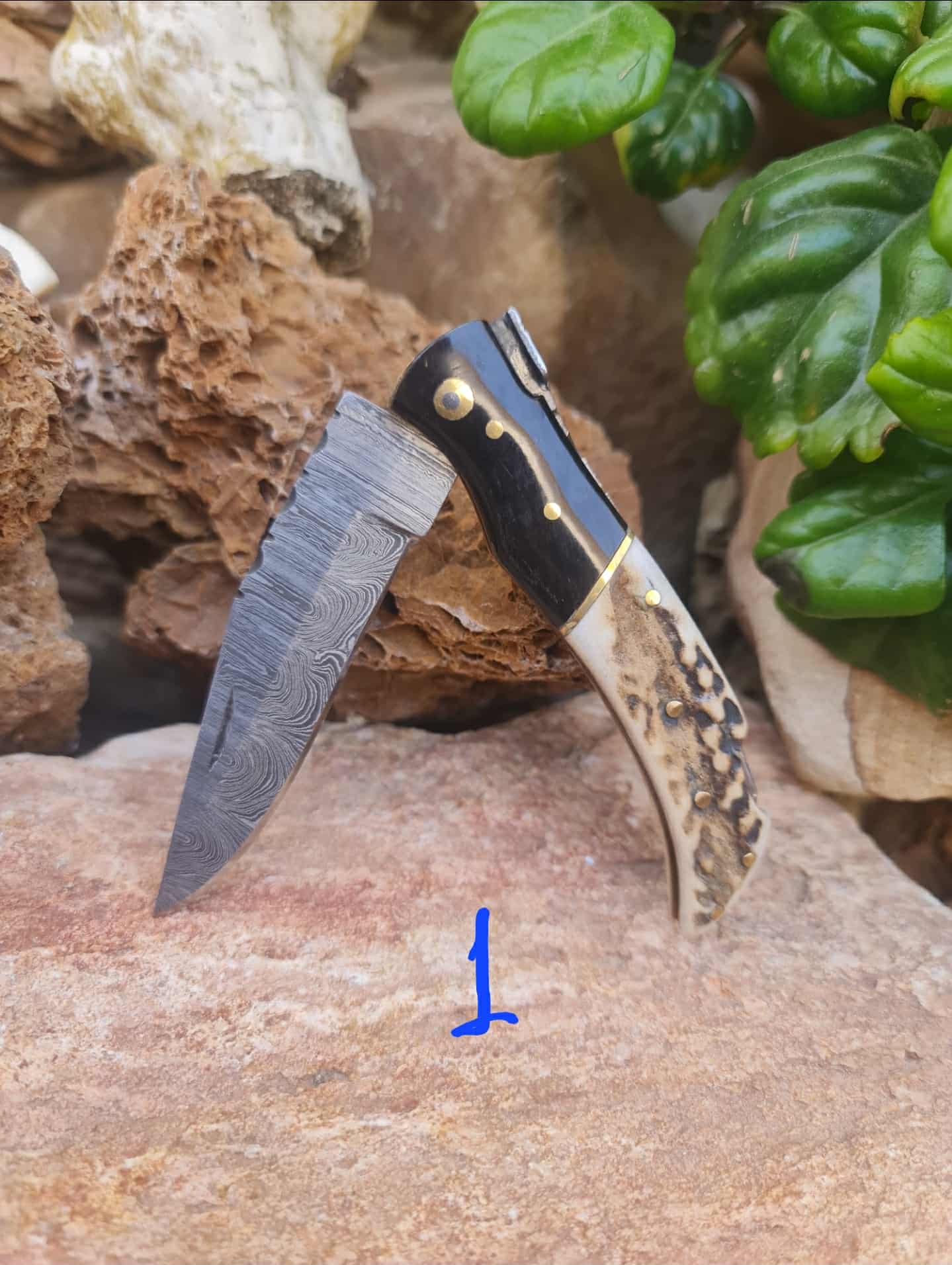 Handmade 19cm Laguiole Élite with Damascus Steel - Red Deer antler & Buffalo Horn