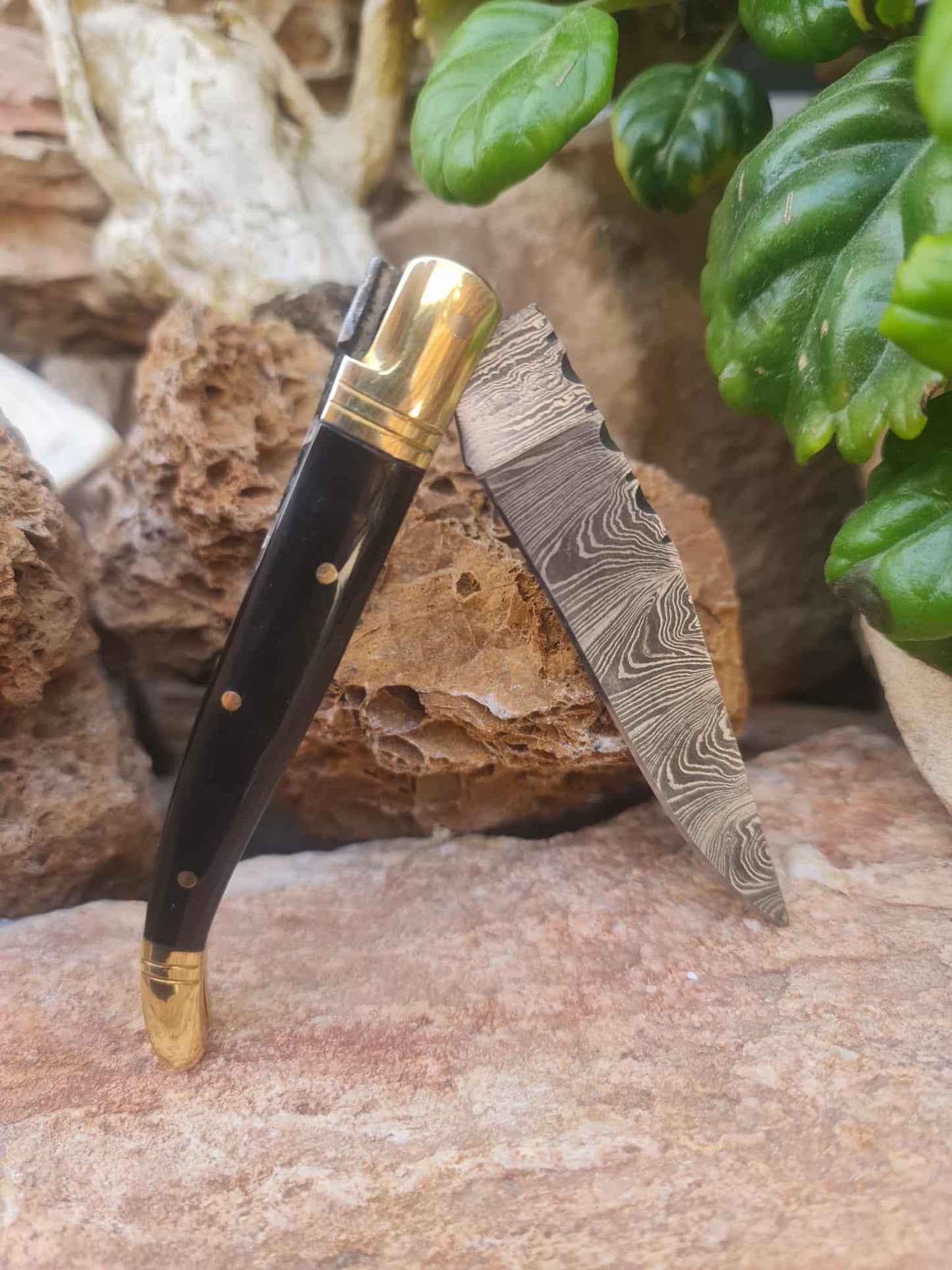 Handmade 22cm Laguiole Classique with Damascus Steel - Buffalo Horn & Brass