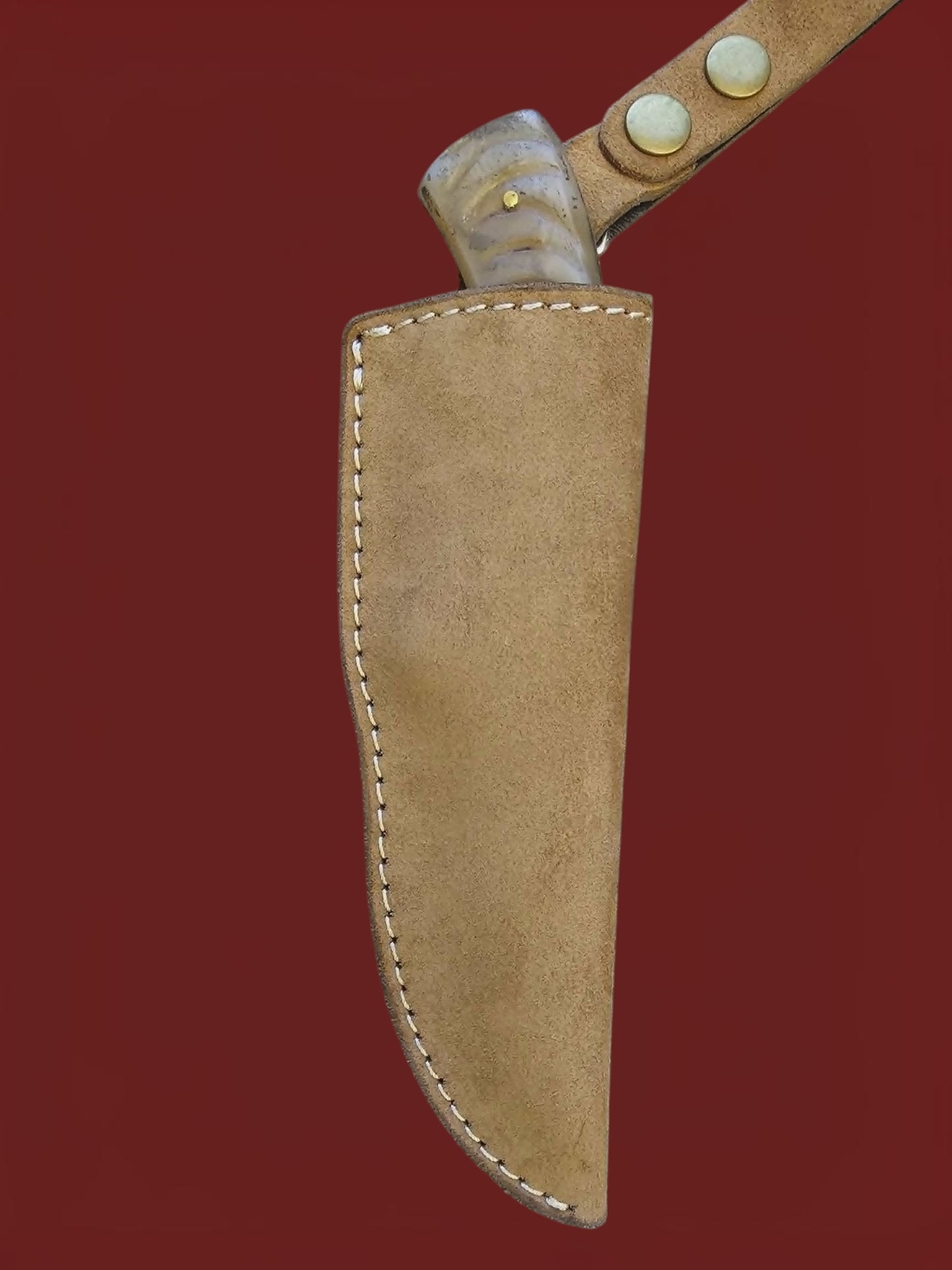 R025 - Hunting Knife - Damascus Steel & Horn