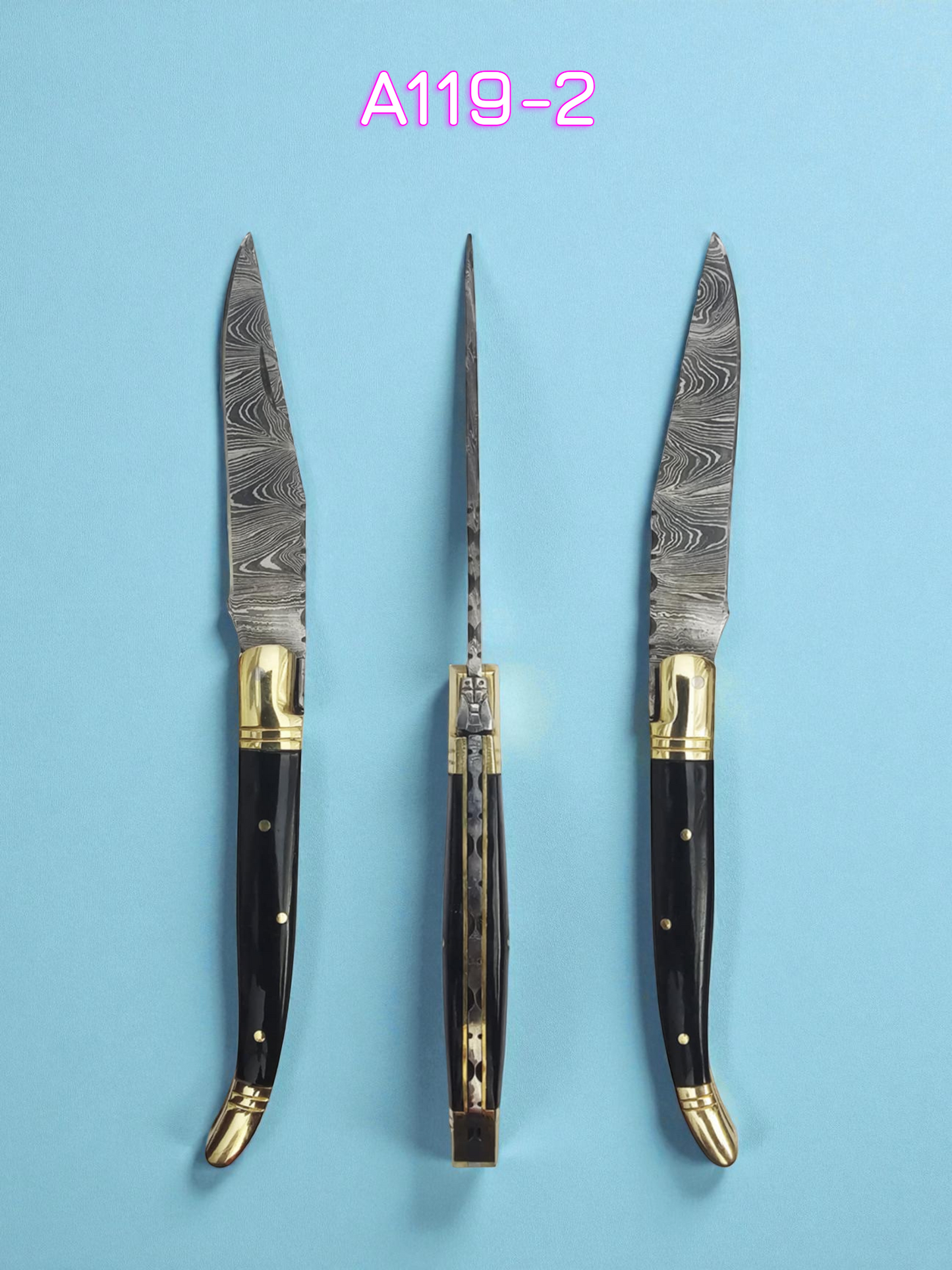 A119 Handmade Laguiole Classique - Damascus Steel & Buffalo Horn