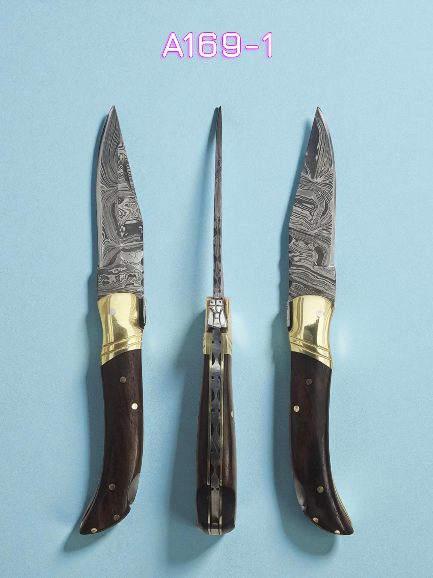 A169 Handmade Pocket Laguiole – Damascus Steel & Walnut Wood