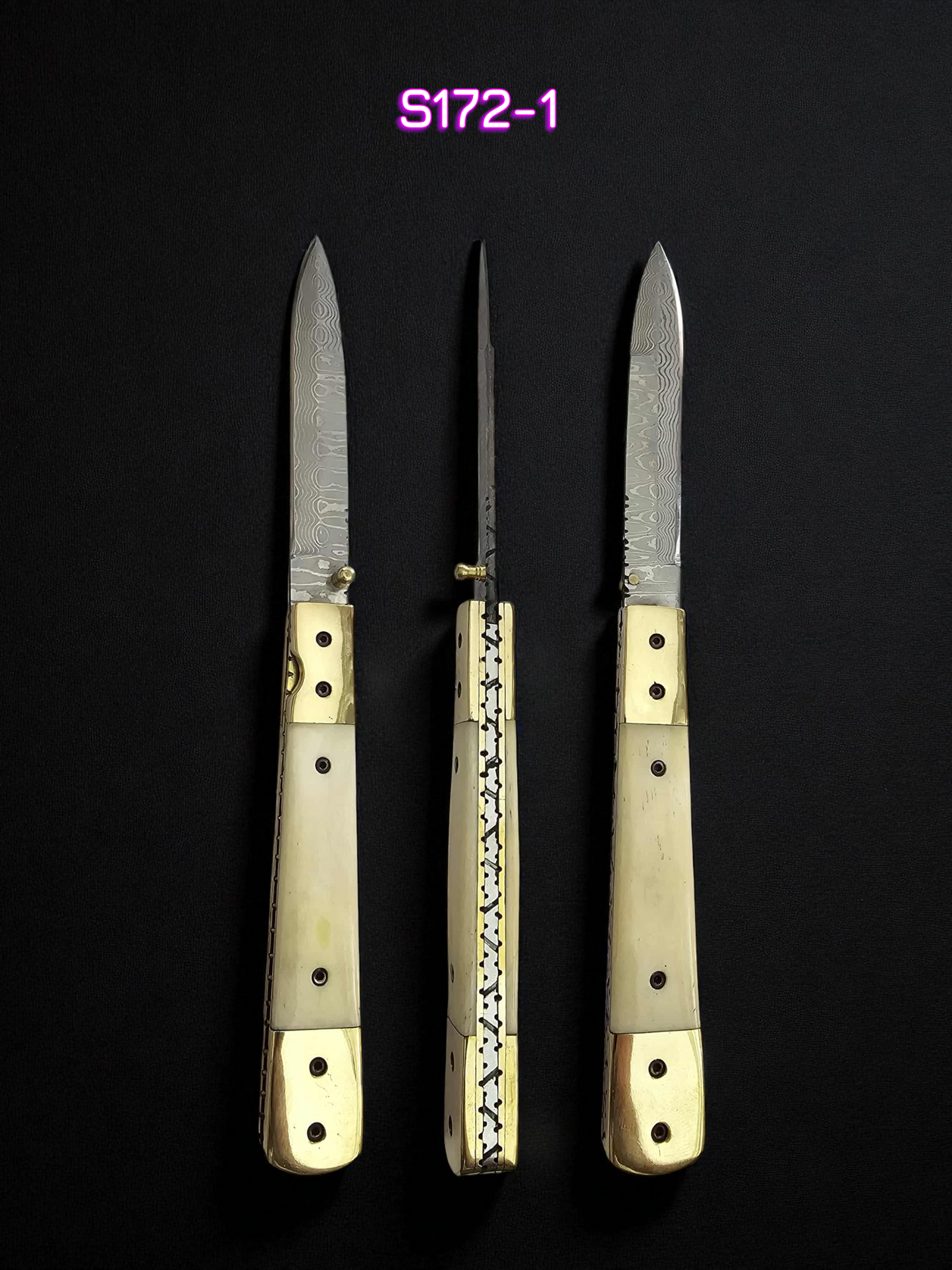 S172 Handmade Stiletto - New-Gen Damascus Steel (Rust Free) & Camel Bone