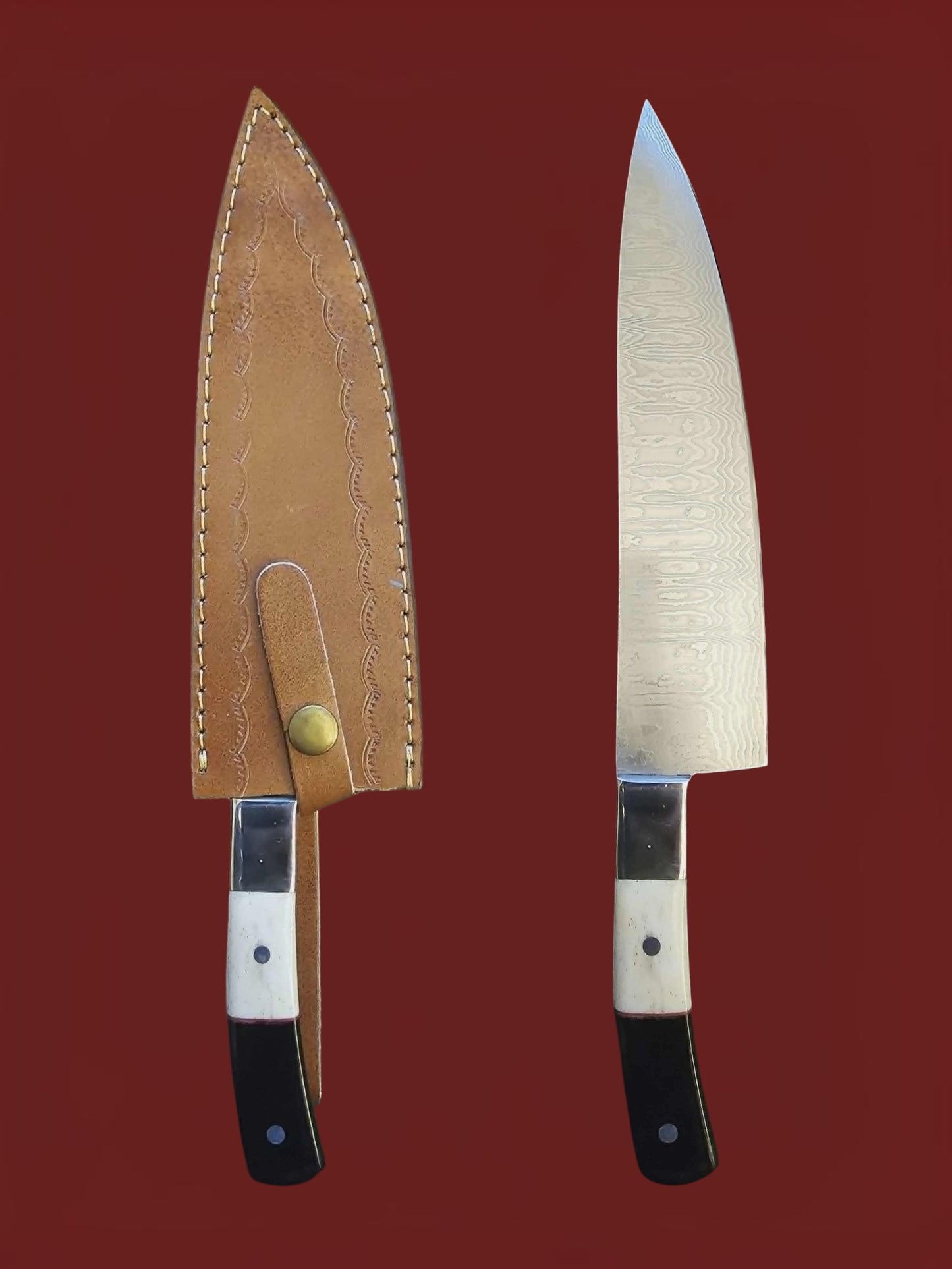 R040 Gyuto - Stainless Damascus - Bone & Horn
