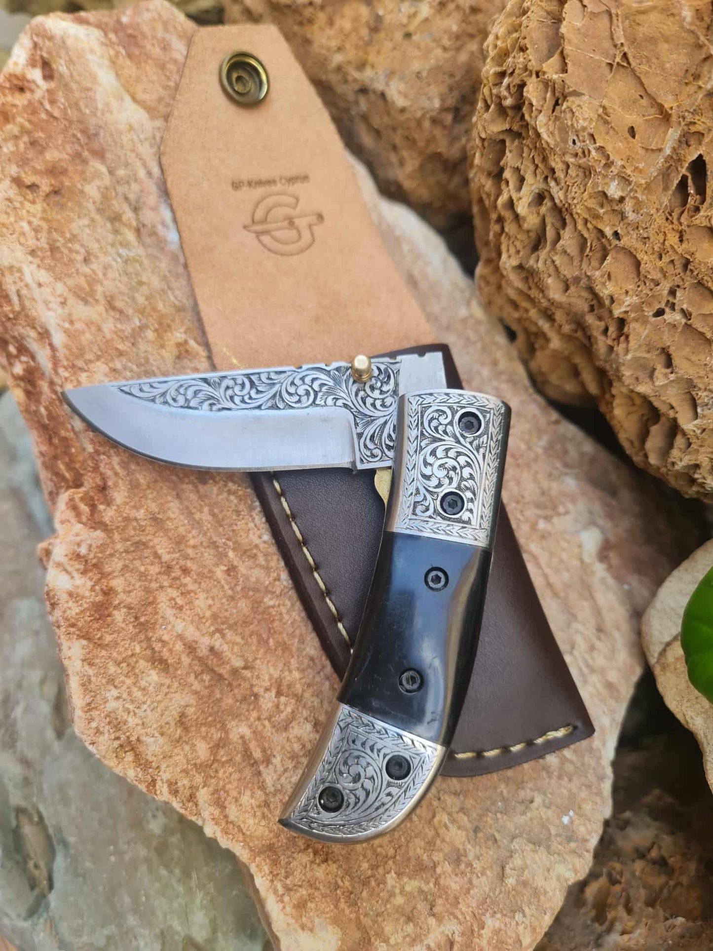 Handmade Limited Edition with Serial Number 18cm Knife with 420 Stainless Steel with Master Hand-Engraved & Buffalo Horn