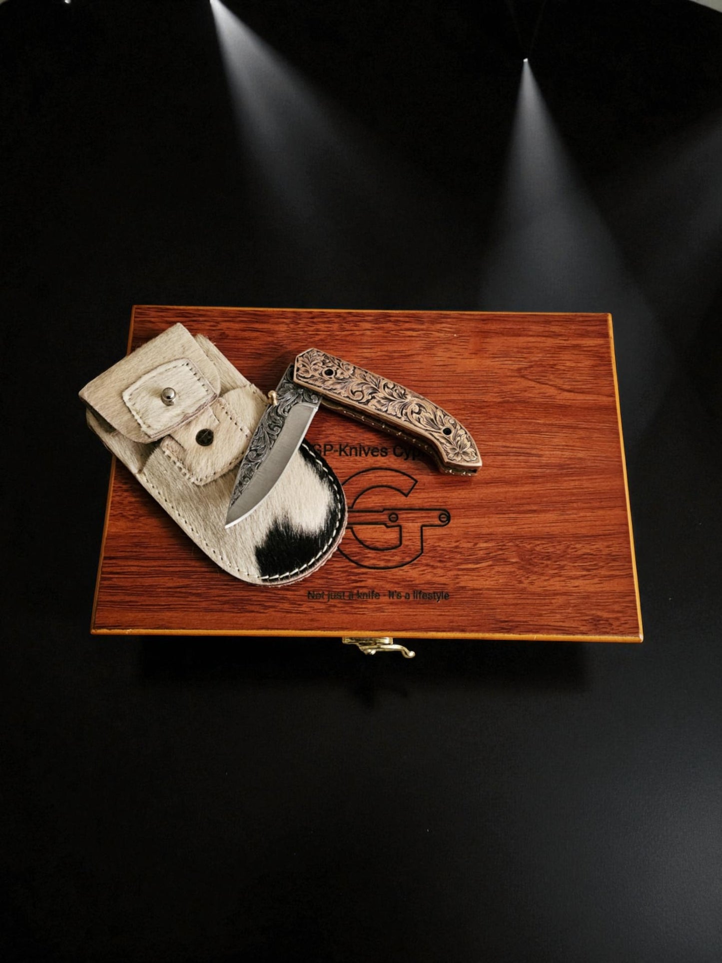 S124G – Handmade Exclusive EDC + Wild Ibex Leather Sheath & Premium Wooden Gift Box