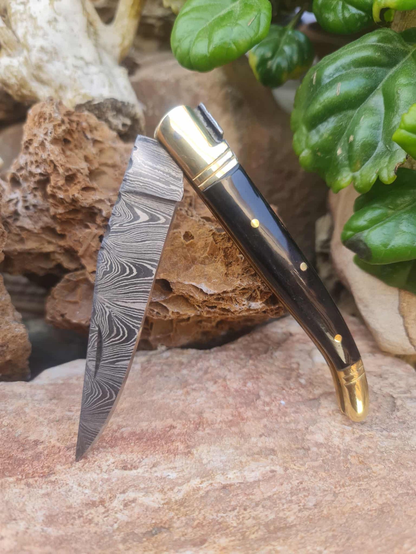 Handmade 22cm Laguiole Classique with Damascus Steel - Buffalo Horn & Brass