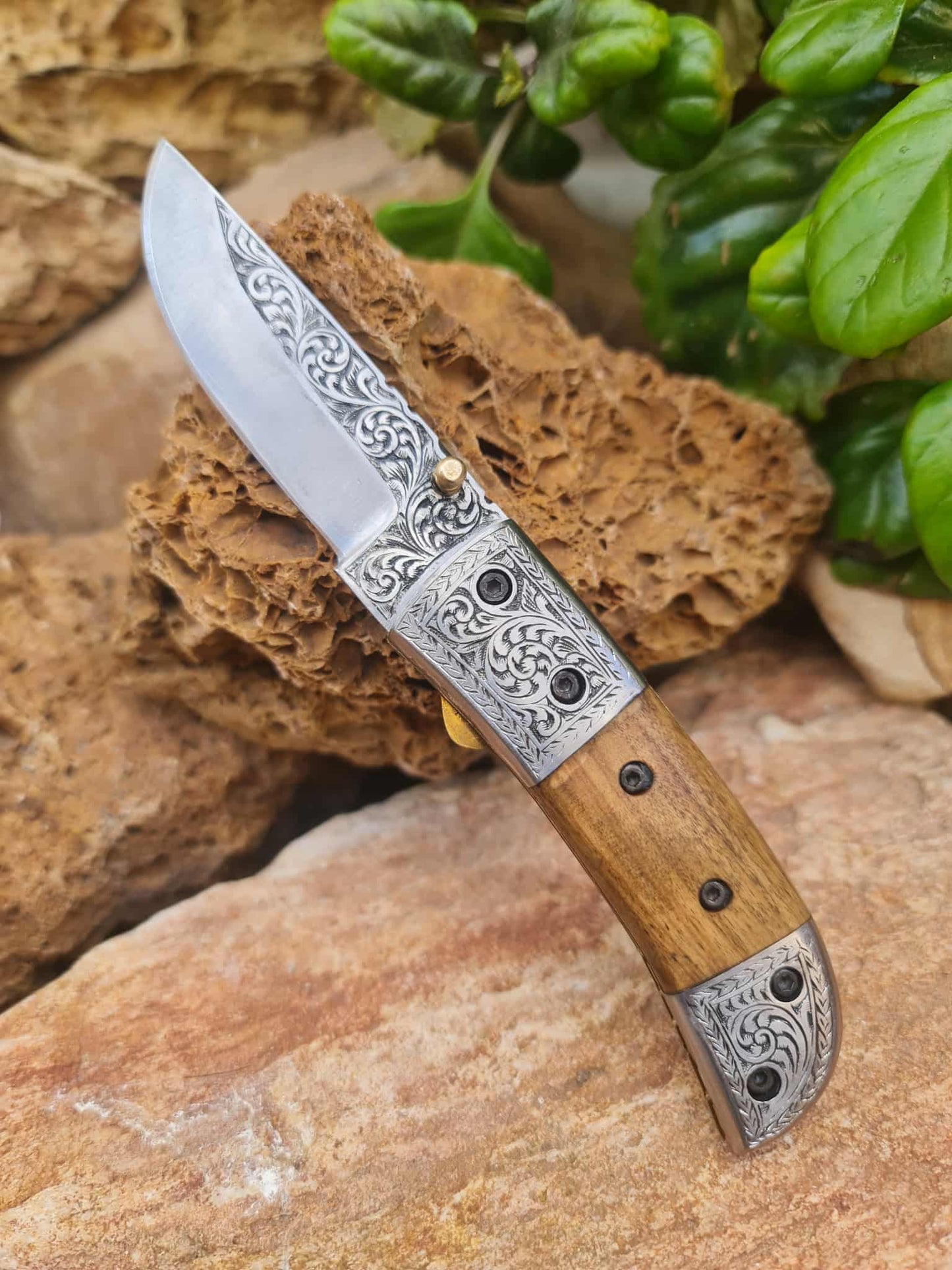 Handmade Limited Edition with Serial Number 18cm Knife with 420 Stainless Steel with Master Hand-Engraved & Olivewood