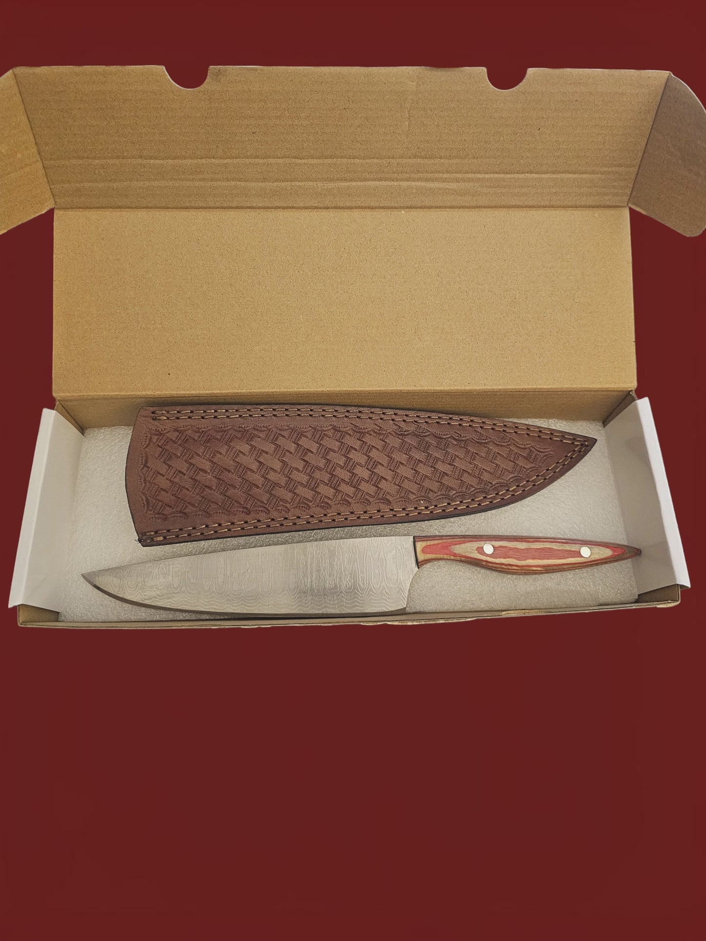 R033 Chef Knife - Stainless Damascus & Wood
