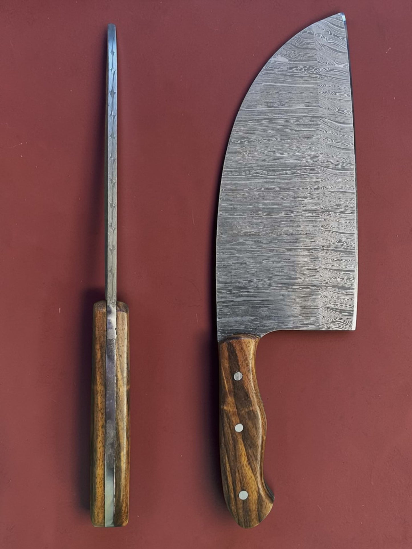 K005 - Cleaver - Damascus Steel & Wood