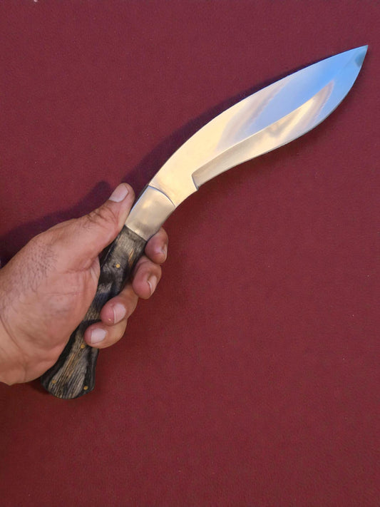 K002 - Χειροποίητο Curved Knife από Ανοξείδωτο ατσάλι & Ξύλο σταθεροποιημένο σε ρητίνη