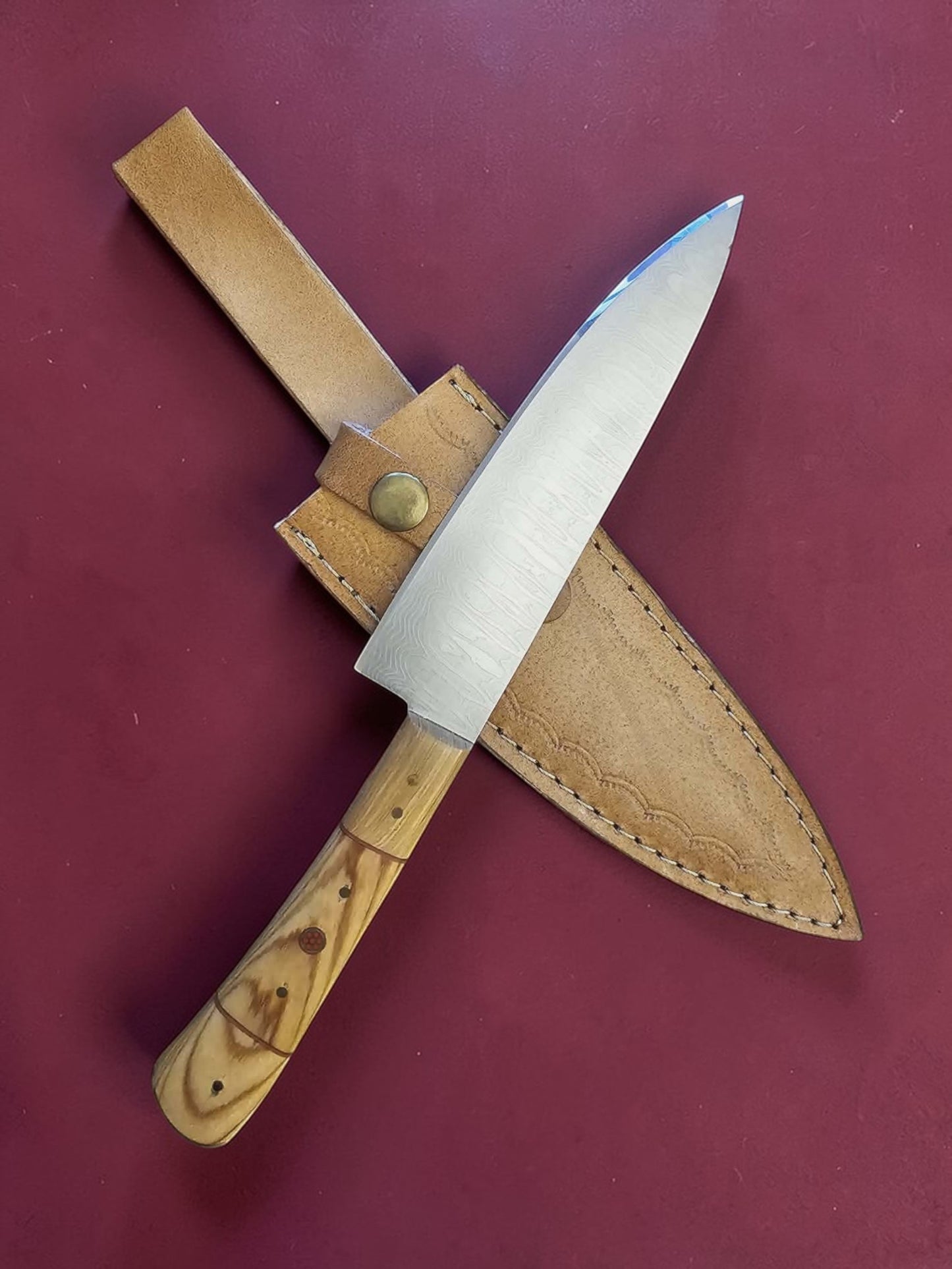R021 Chef Knife - Stainless Damascus & Wood