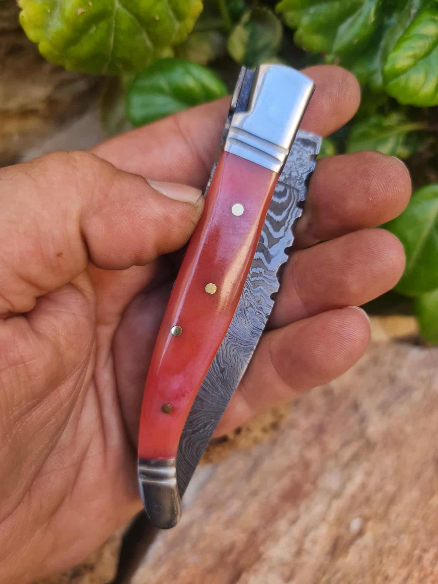 Handmade 22cm Laguiole Rustique with Damascus Steel - Stabilized Camel Bone with D2 Stainless Steel