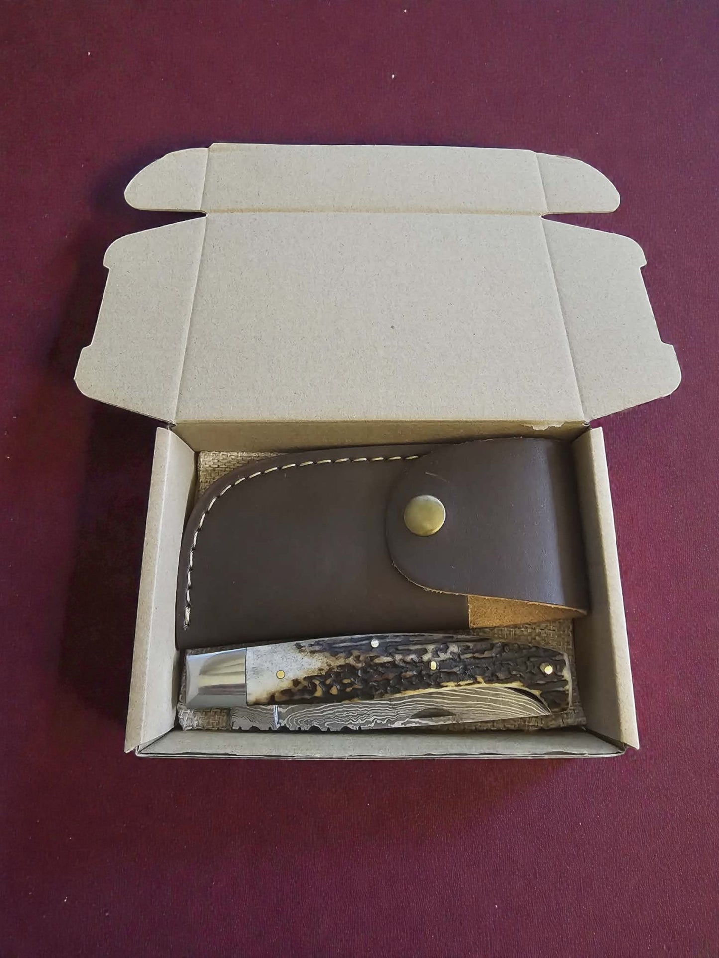 F030 - Χειροποίητο Resolza Pattadese από Δαμασκηνό Ατσάλι & Κέρατο κόκκινου ελαφιού