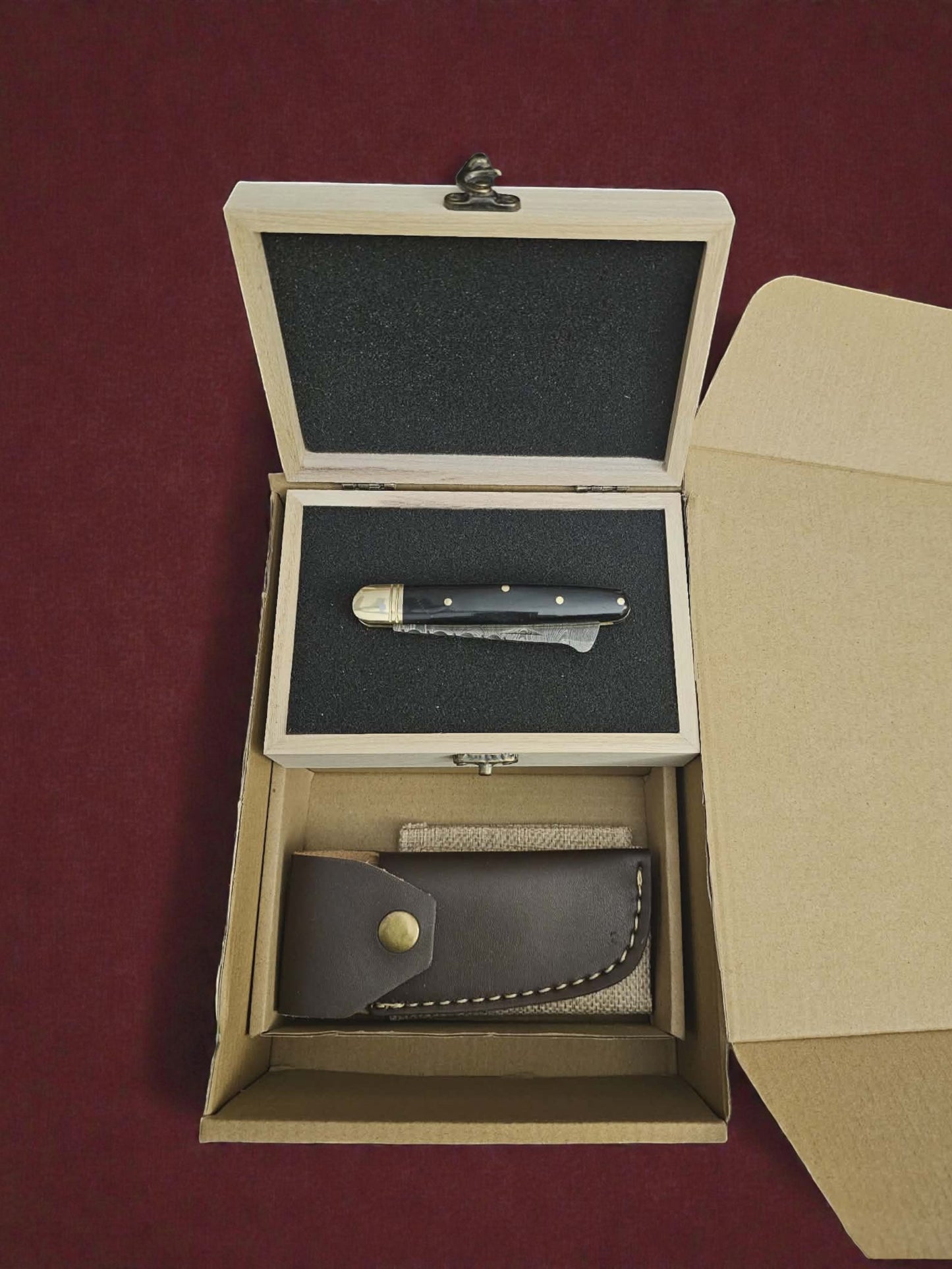 F001 - Χειροποίητο Sheepsfoot από Δαμασκηνό Ατσάλι & κέρατο βουβαλιού