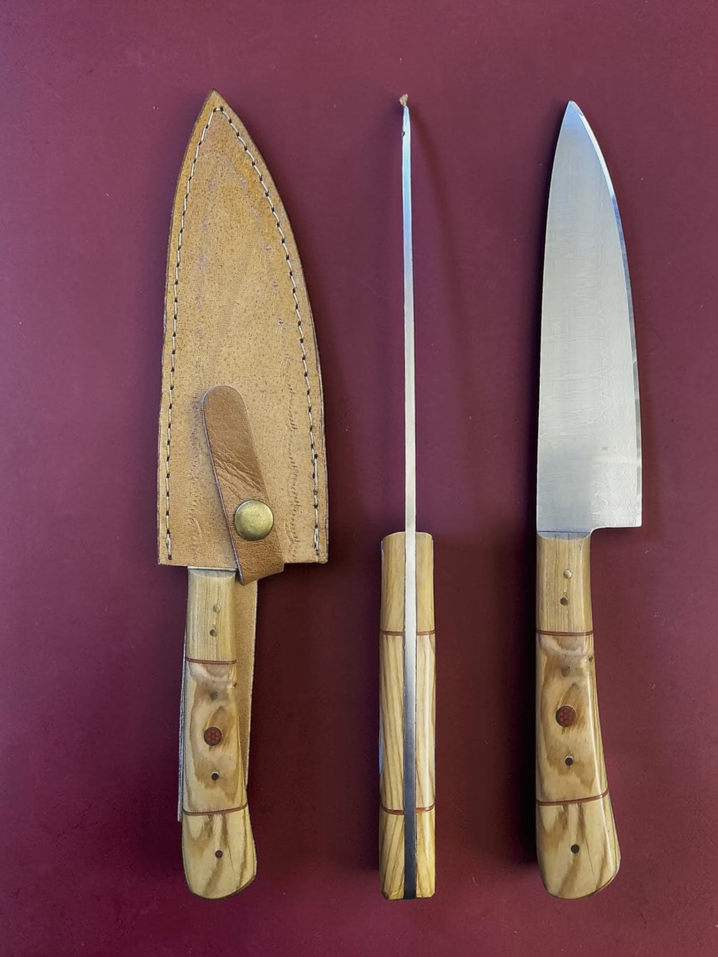 R021 Chef Knife - Stainless Damascus & Wood