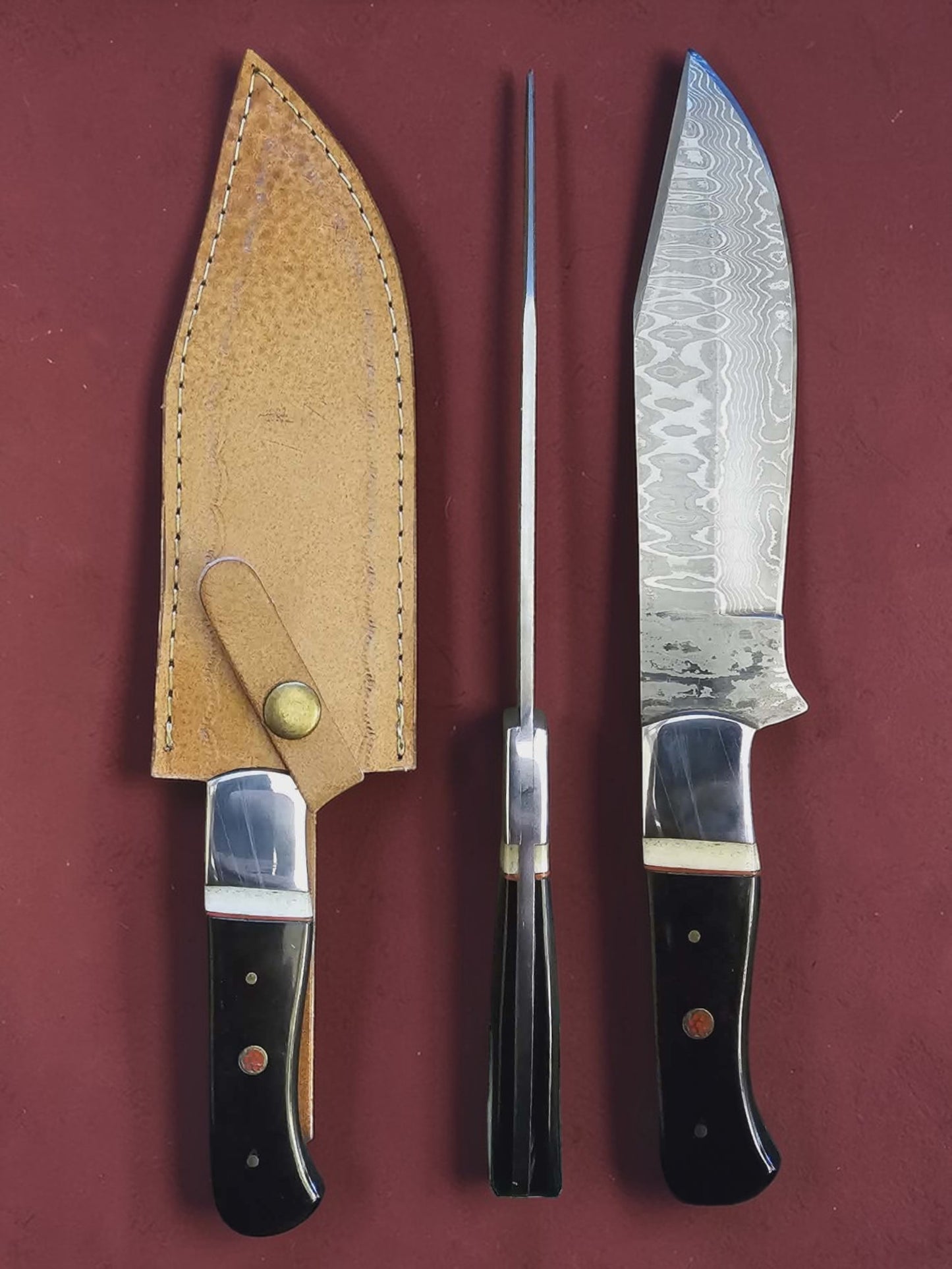 R024 Hybrid knife - Stainless Damascus - Horn & Bone