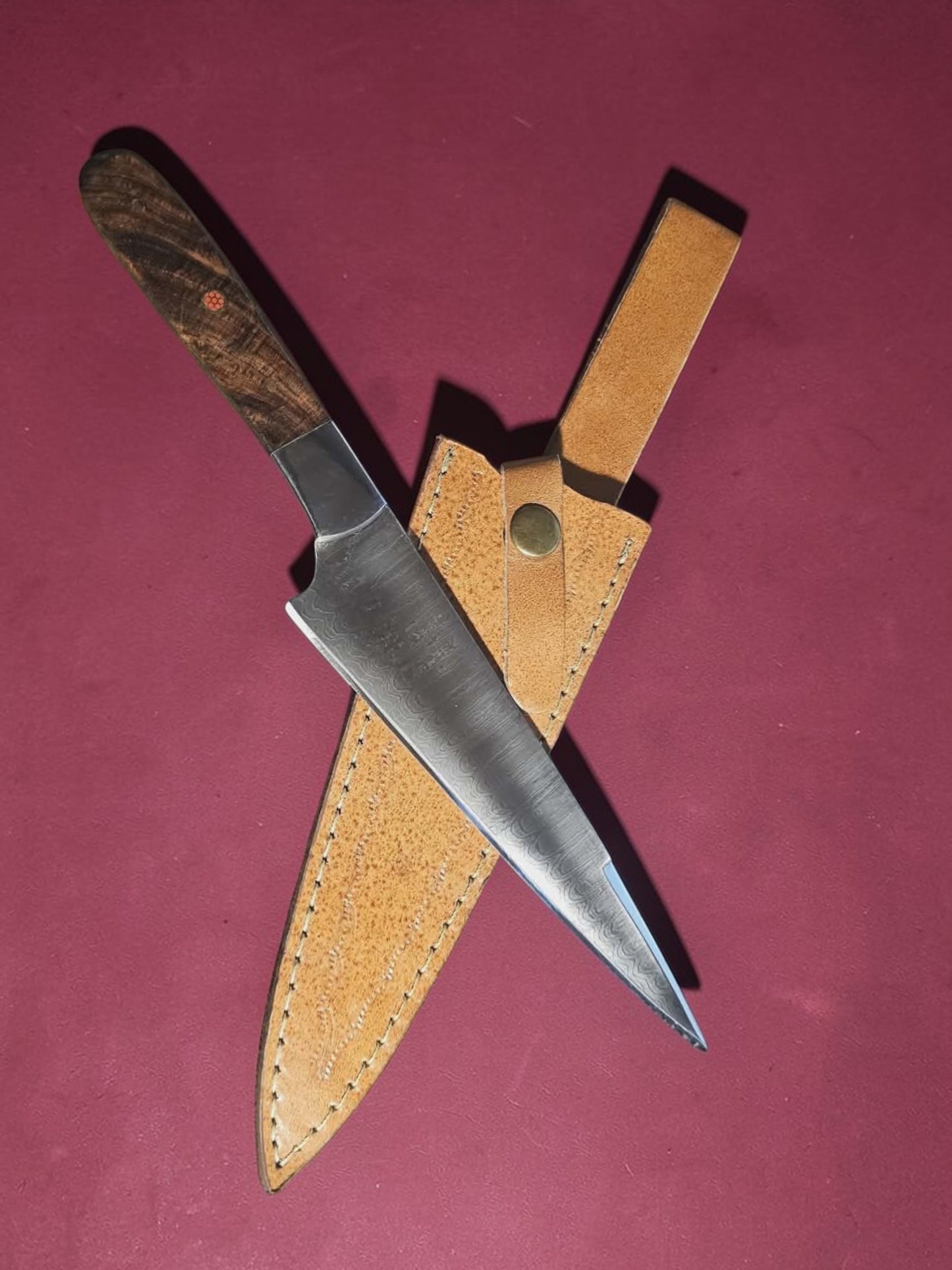 R023 Sujihiki - Stainless Damascus & Wood