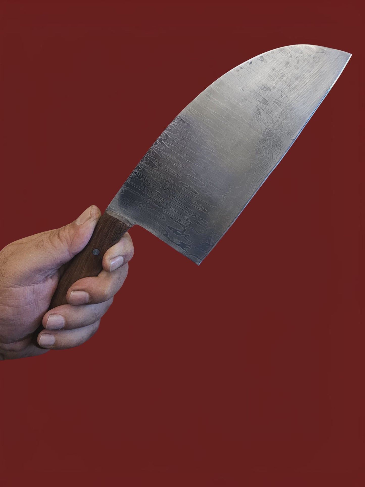 R047 Serbian Chef's Knife - Stainless Damascus & Wood