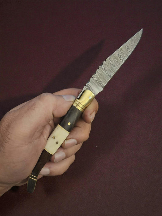 F013 - Χειροποίητο Laguiole Classique από Δαμασκηνό Ατσάλι - Ξύλο τριανταφυλλιάς & κόκκαλο καμήλας