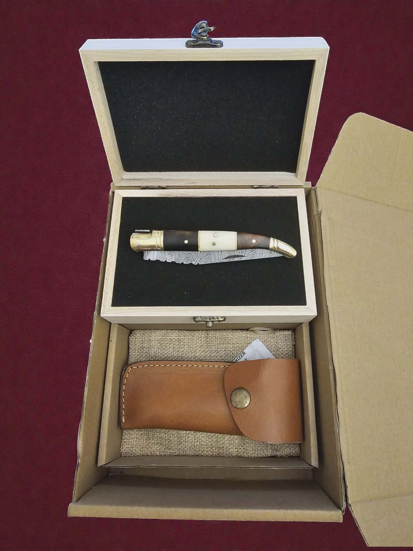 F013 - Χειροποίητο Laguiole Classique από Δαμασκηνό Ατσάλι - Ξύλο τριανταφυλλιάς & κόκκαλο καμήλας