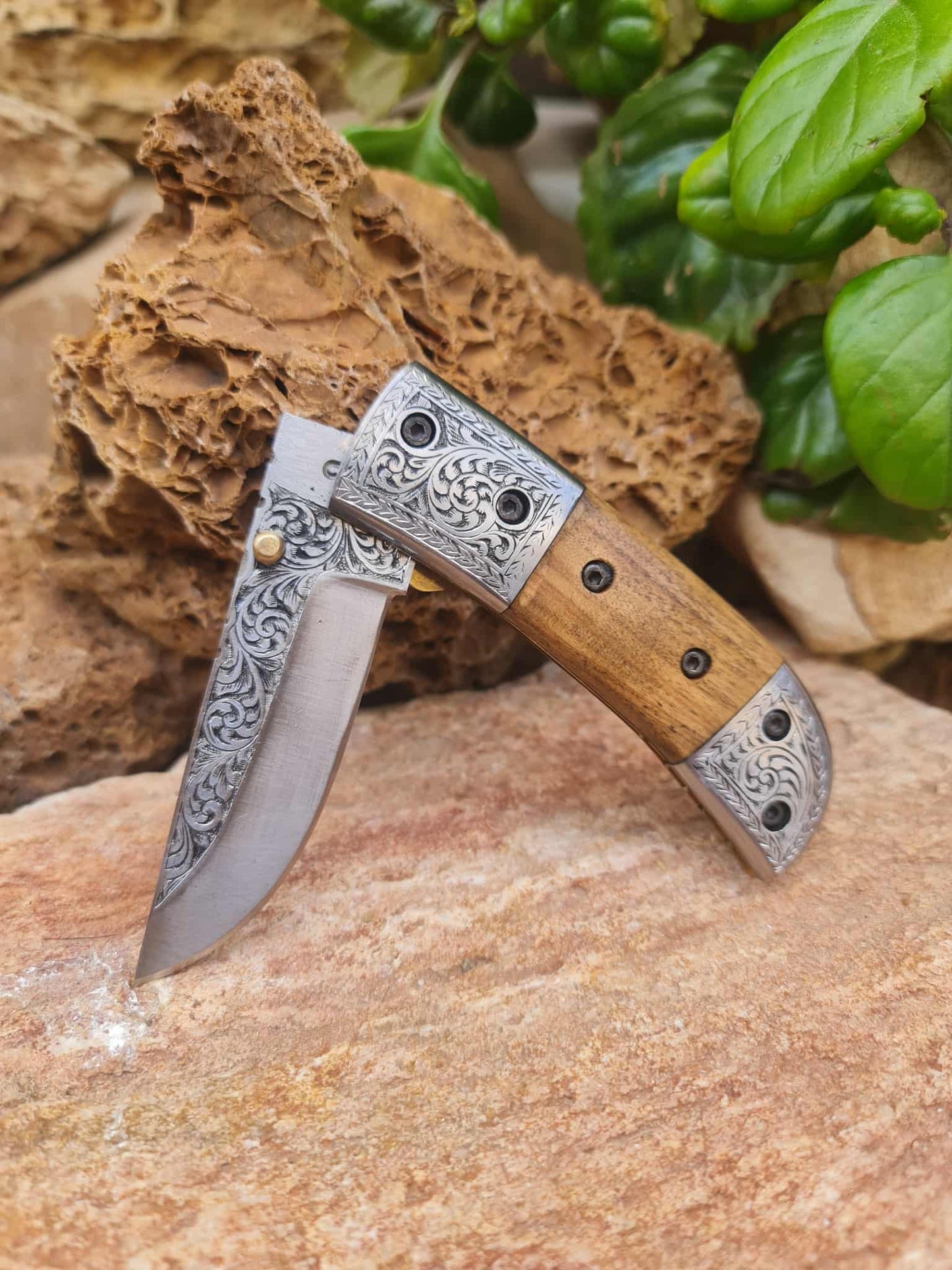 Handmade Limited Edition with Serial Number 18cm Knife with 420 Stainless Steel with Master Hand-Engraved & Olivewood