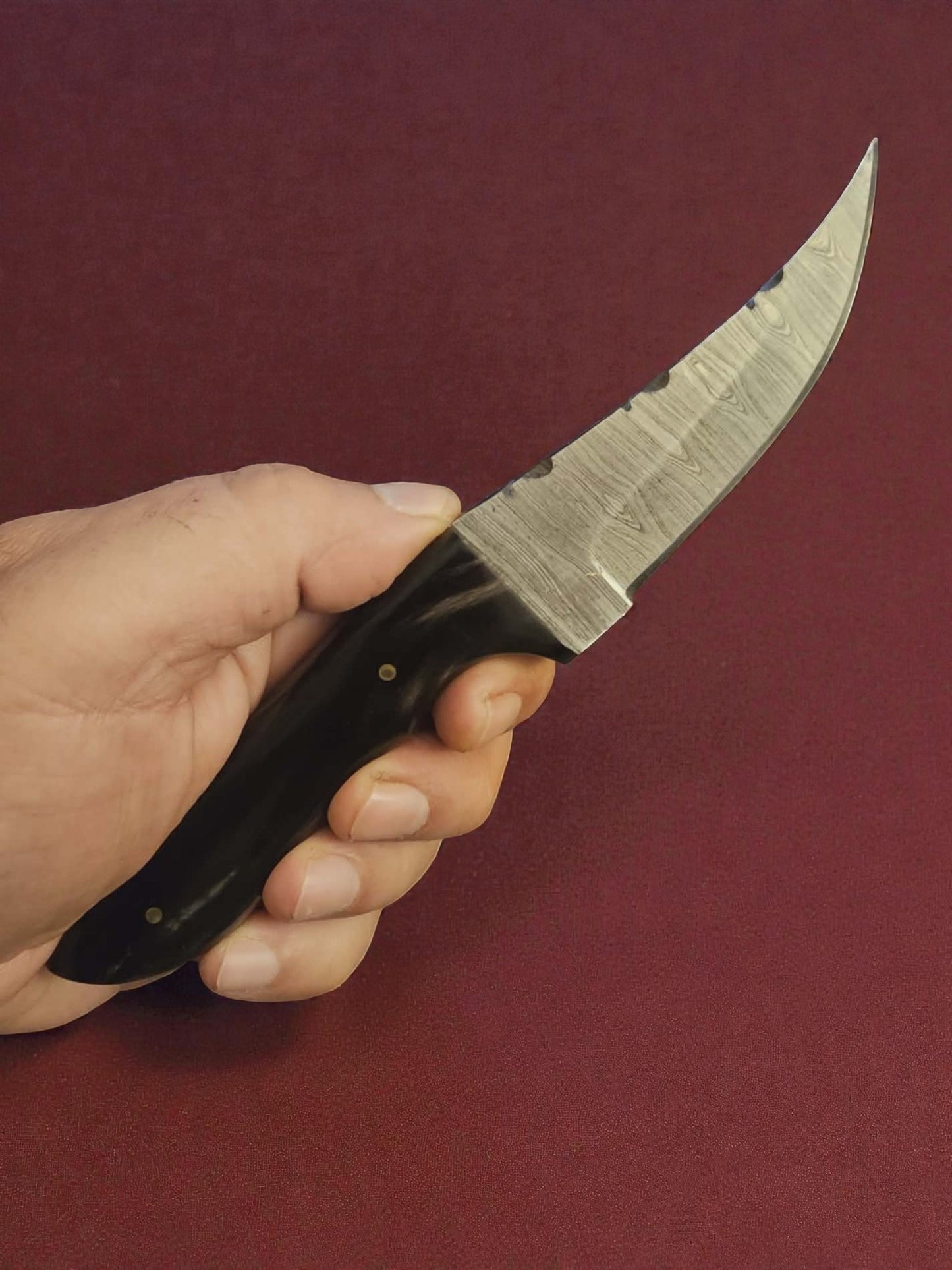 R009 - Χειροποίητο Custom Hunting-Skinner από Δαμασκηνό ατσάλι & Κέρατο βούβαλου