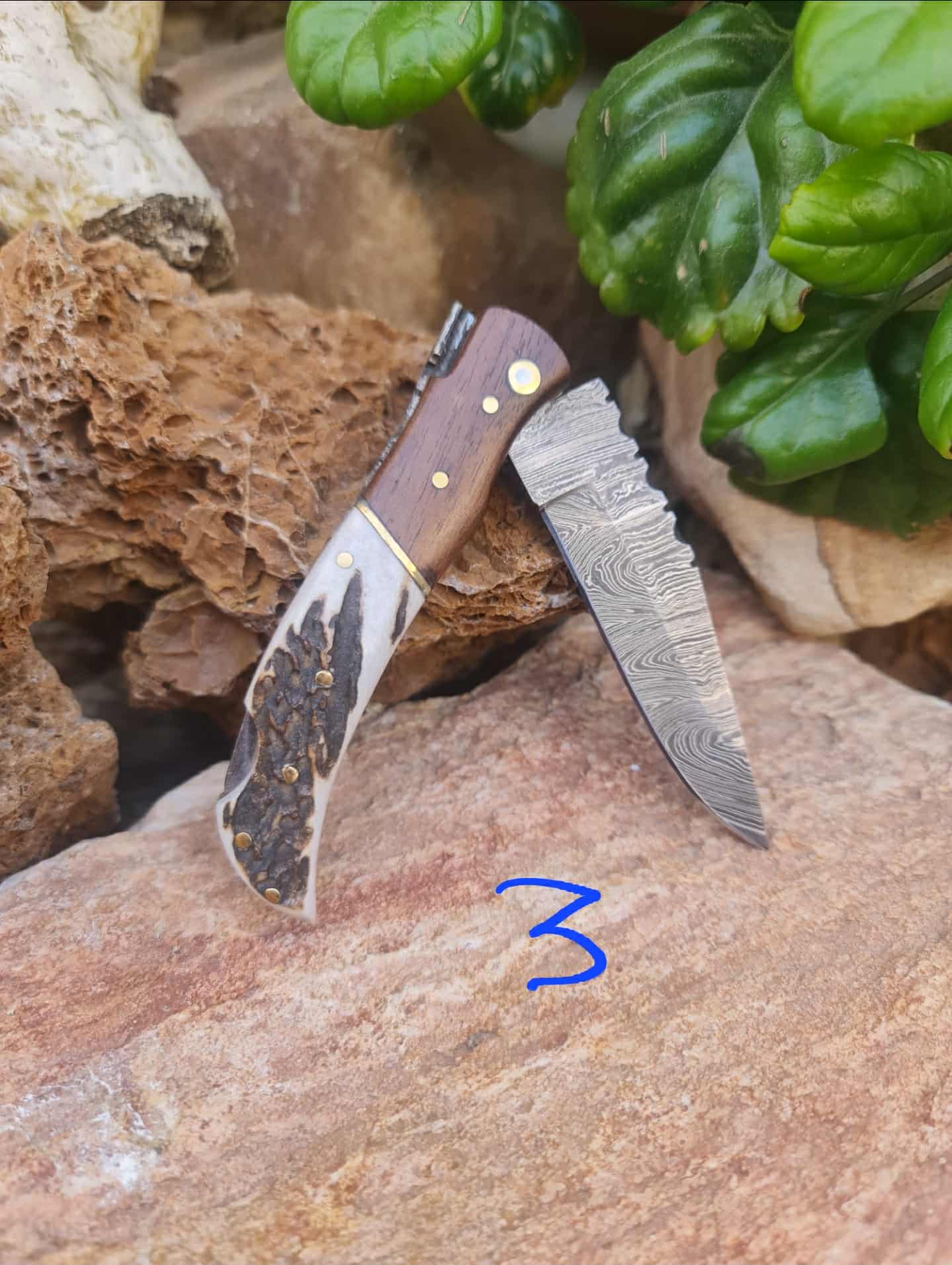 Handmade 19cm Laguiole Élite with Damascus Steel - Red Deer antler & Rosewood