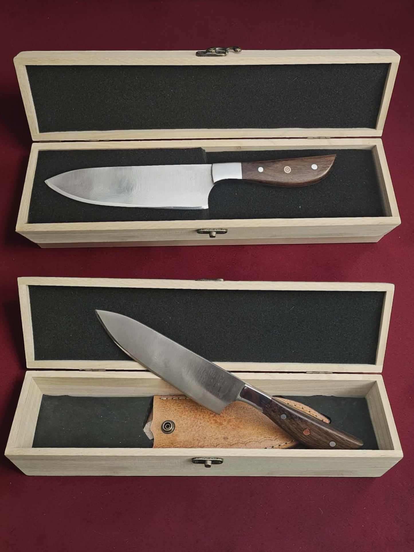 R022 Chef Knife - Stainless Damascus & Wood (Convex Edge)