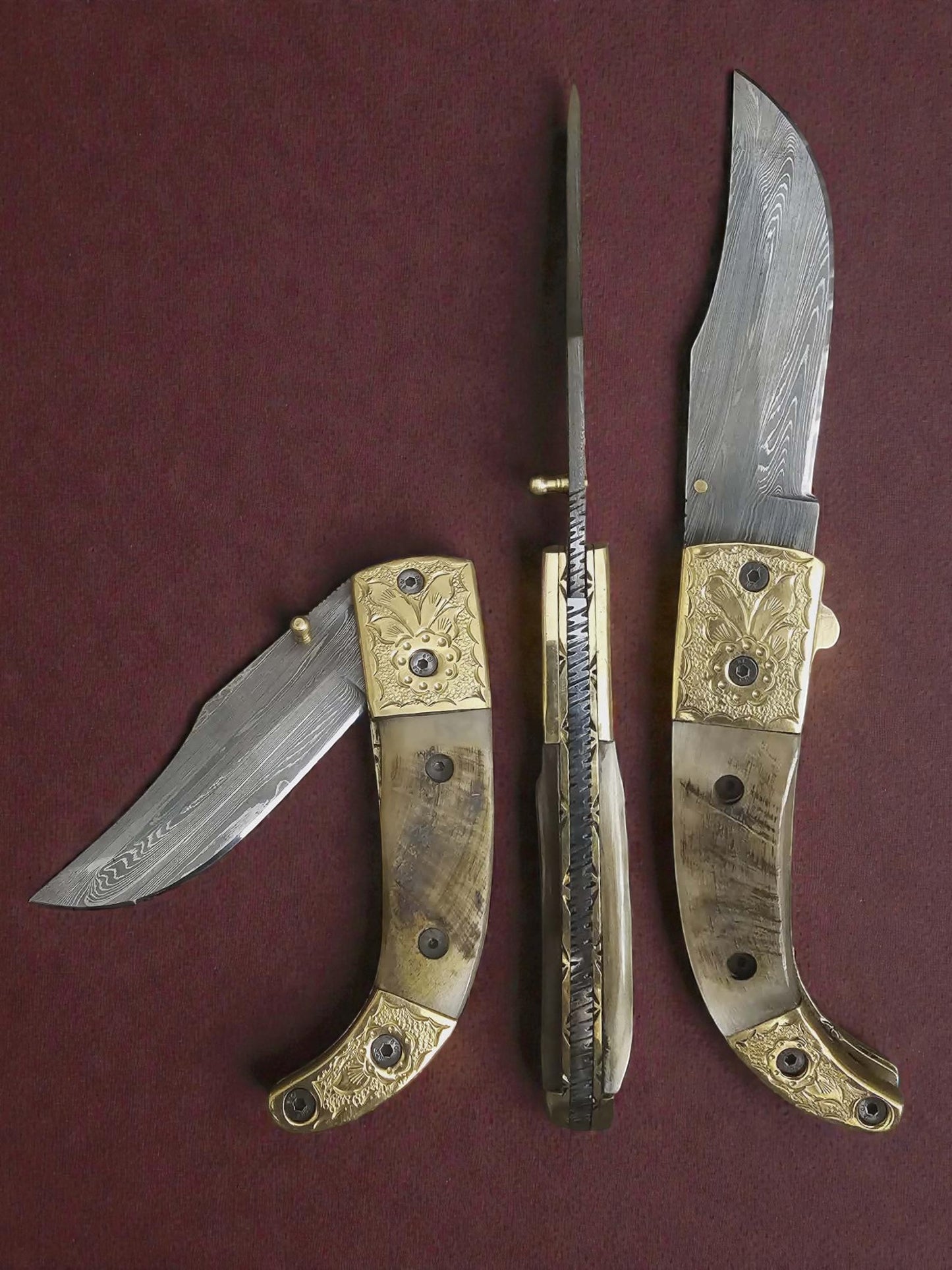 F054 - Χειροποίητο Stalwart EDC από Δαμασκηνό ατσάλι & Κέρατο άγριου κριαριού