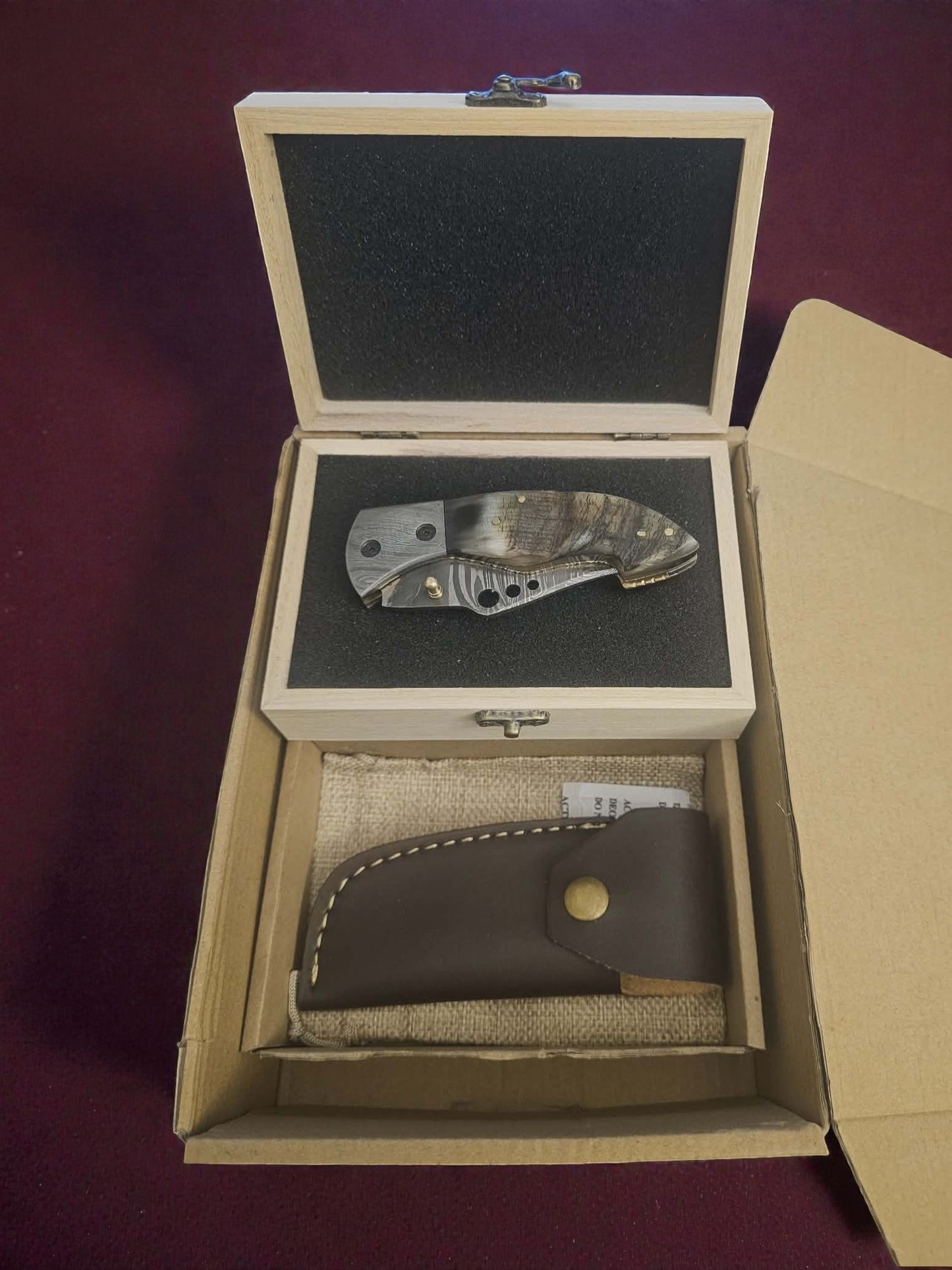 F052 - Χειροποίητο Stalwart EDC από Δαμασκηνό ατσάλι & Κέρατο άγριου κριαριού