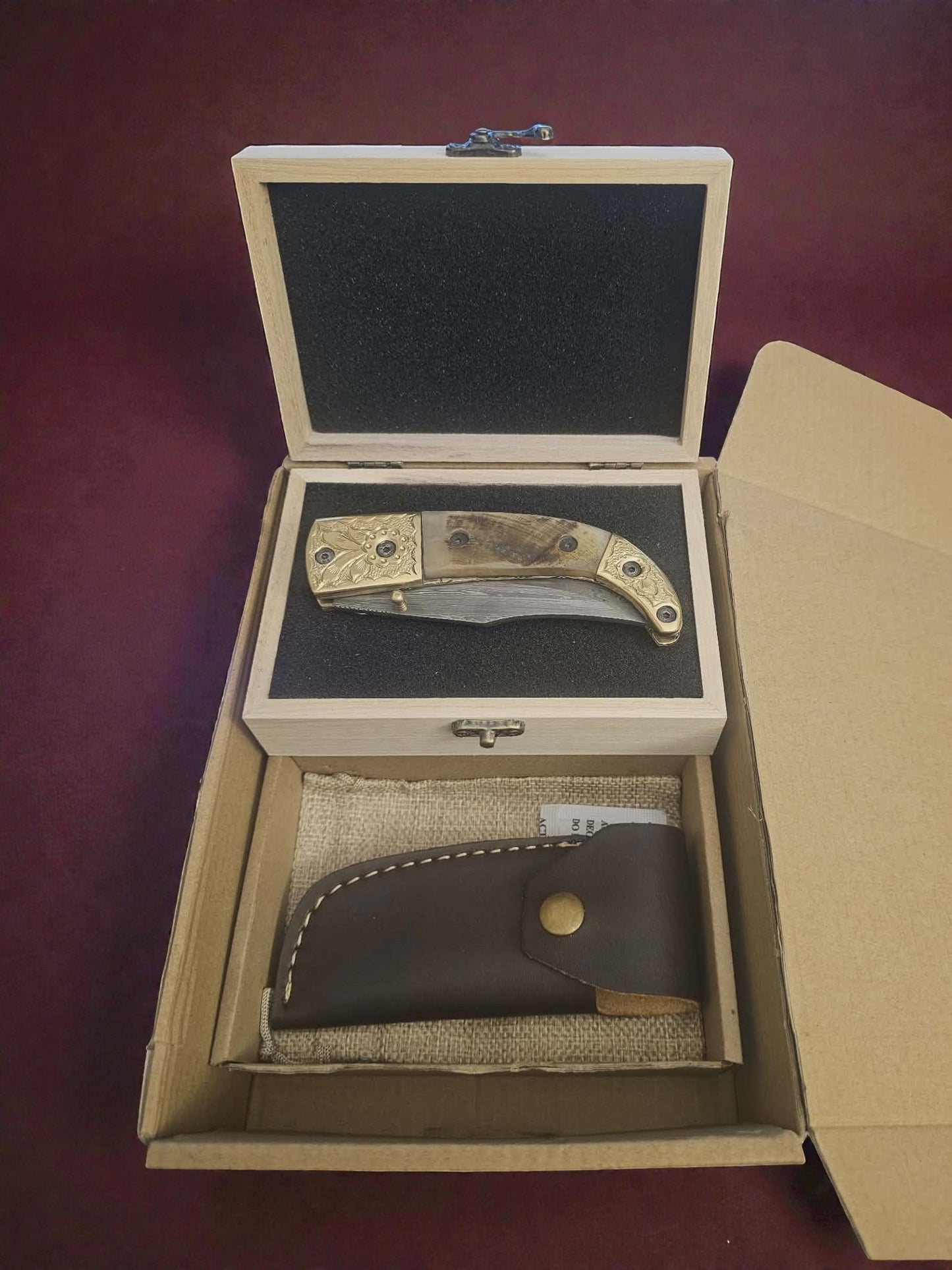 F054 - Χειροποίητο Stalwart EDC από Δαμασκηνό ατσάλι & Κέρατο άγριου κριαριού