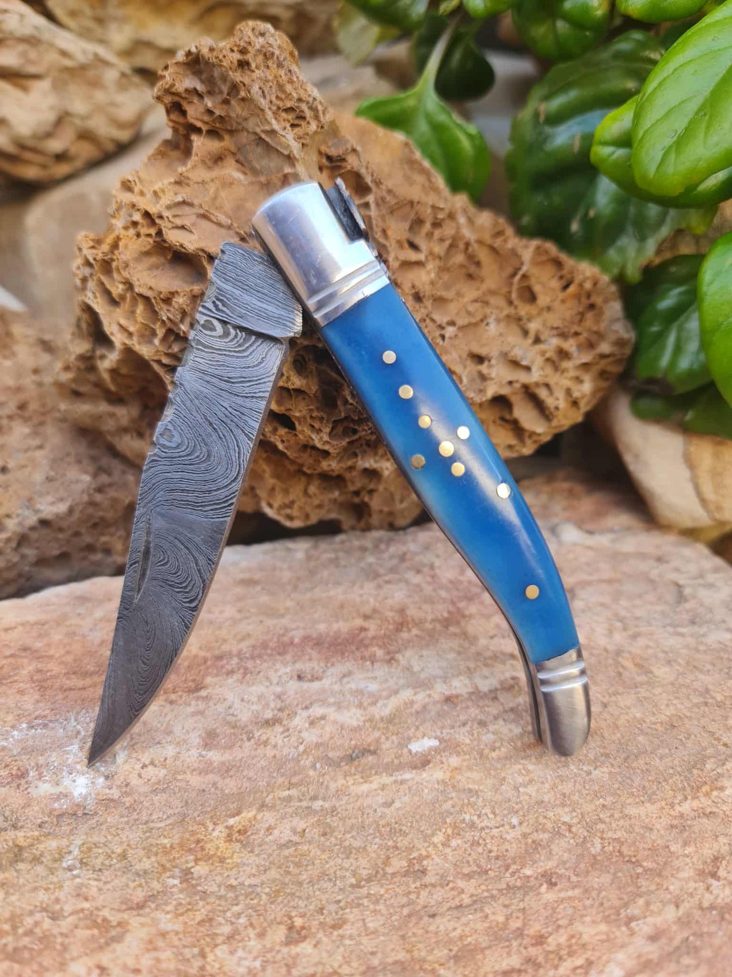 Handmade 22cm Laguiole Rustique with Damascus Steel - Stabilized Camel Bone with D2 Stainless Steel