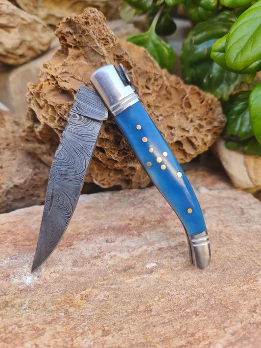 Handmade 22cm Laguiole Rustique with Damascus Steel - Stabilized Camel Bone with D2 Stainless Steel