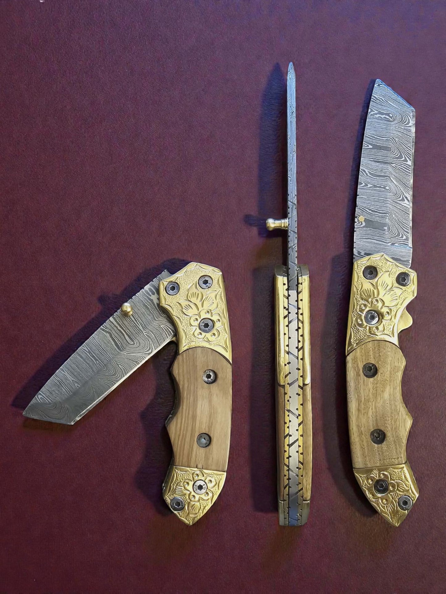 F063 - Χειροποίητο Tanto-EDC από Δαμασκηνό ατσάλι & Ξύλο ελιάς