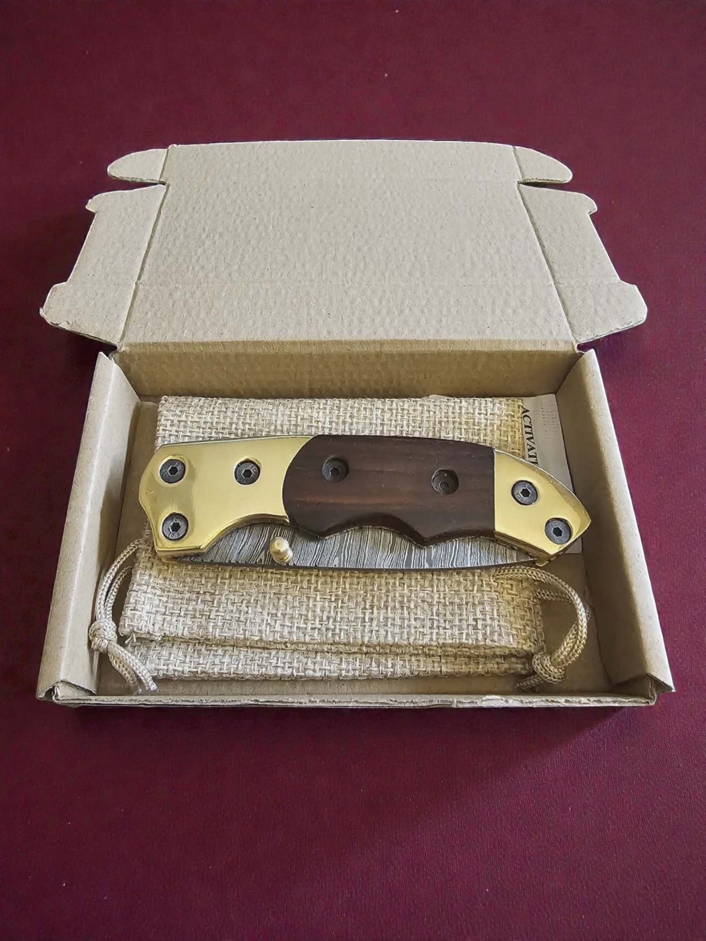 F056 - Χειροποίητο Tanto-EDC από Δαμασκηνό ατσάλι & Ξύλο καρυδιάς