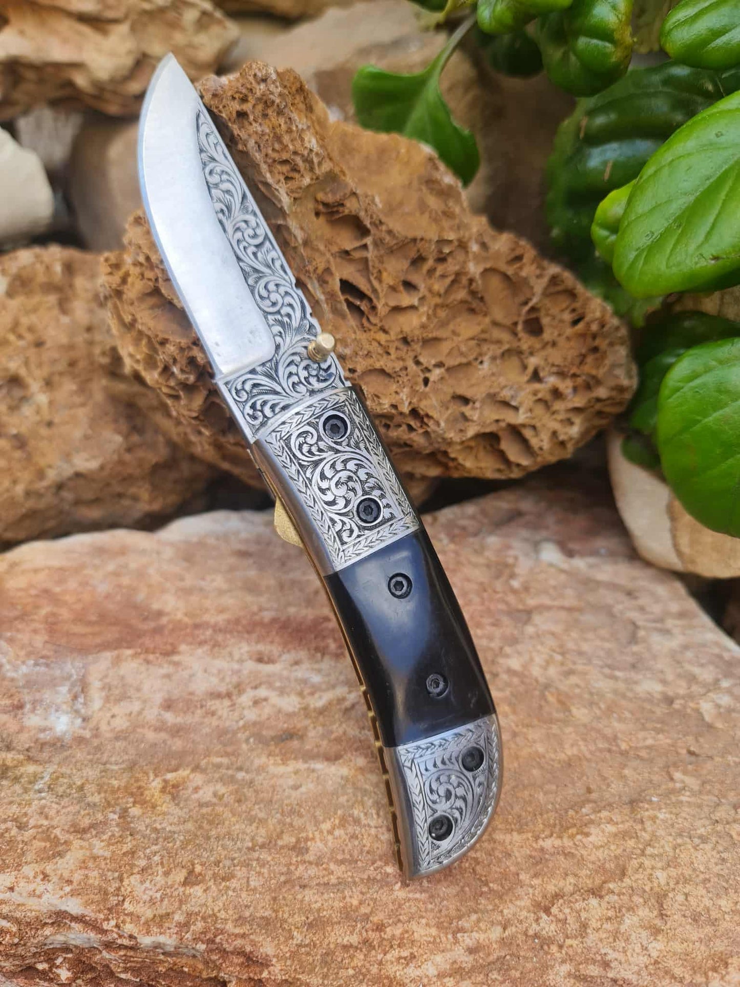 Handmade Limited Edition with Serial Number 18cm Knife with 420 Stainless Steel with Master Hand-Engraved & Buffalo Horn